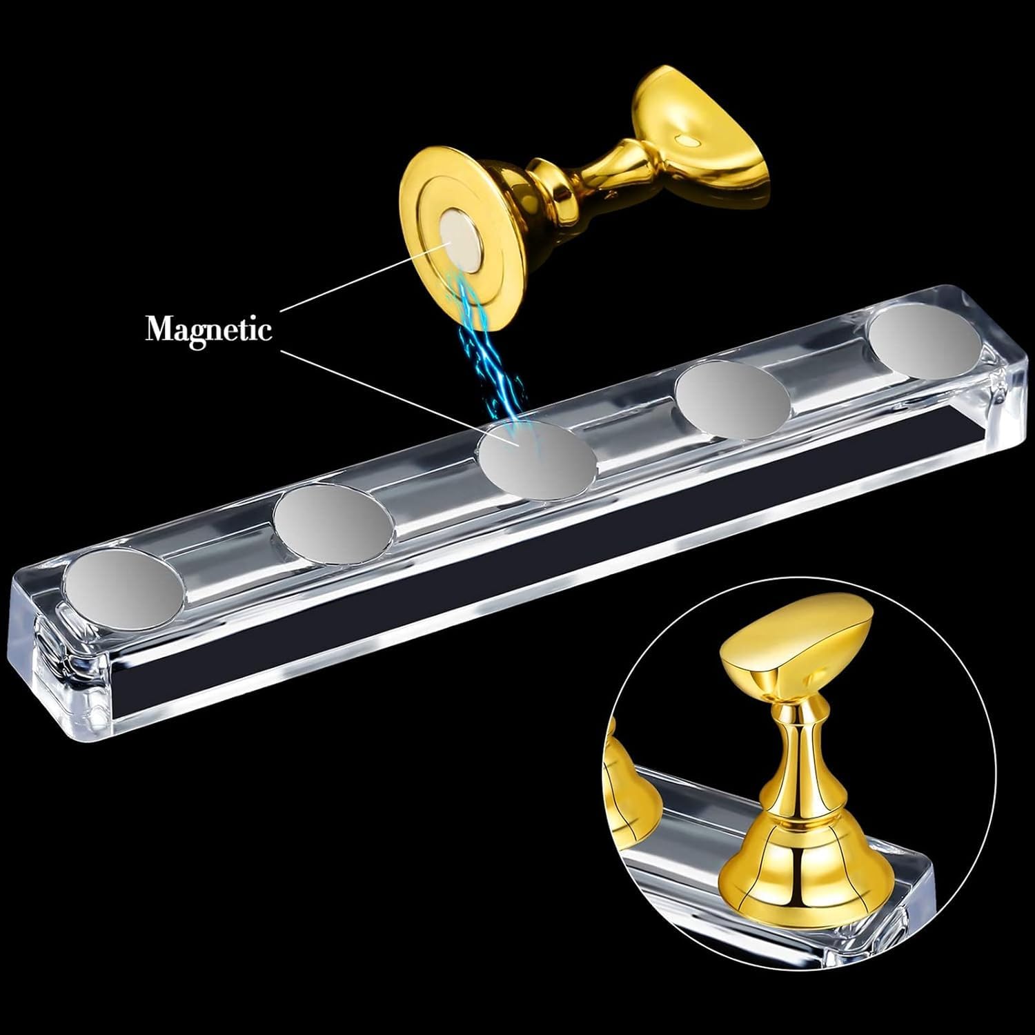 NAILWIND Magnetic Acrylic Nail Display Stand - Professional Nail Tip Holder for Salon & Home Use - Perfect for Nail Art Practice, False Nail Application & DIY Manicures (Black, 1 Set) - Ideal for Nail Technicians, Beauty Students & At-Home Nail Enthusiasts