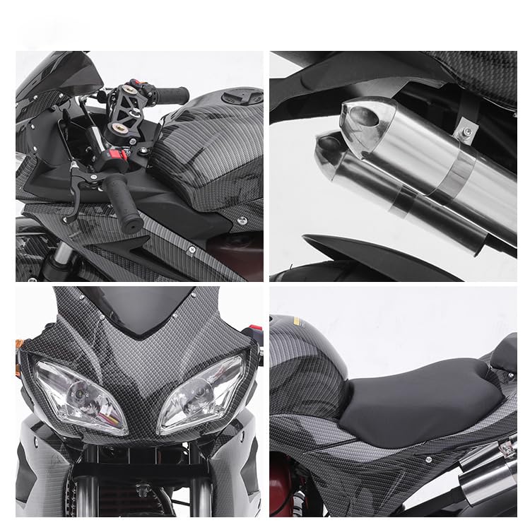 49CC 4-Stroke Gas Powered Mini Dirt Bike for Adults & Kids - 50KM/H Top Speed, 400Lbs Max Load - Off-Road Trail Motorcycle, Pocket Rocket Bike - Perfect for Backyard Riding, Trail Adventures & Summer Outdoor Gifts (Black Plus)