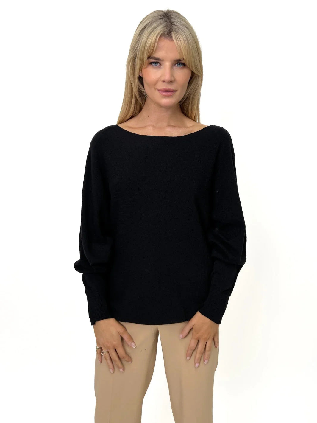 Elba Jumper Sweater for Women - Soft Knit Pullover Black Winter Warm Casual Tops - Perfect for Office, Dating & Holiday Outfits