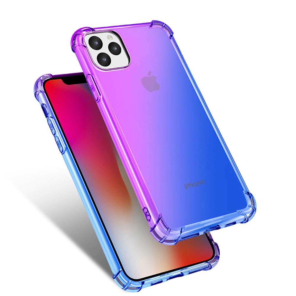 Gradient TPU Case for iPhone 11 Pro Max 6.5 Inch | Shockproof Slim Protective Cover with Reinforced Corners & Airbag Technology | Compatible with Apple iPhone 11 Pro MAX (2019 Model) | Purple Blue Ombre Color | Perfect for Daily Use, Outdoor Activities & Travel Protection