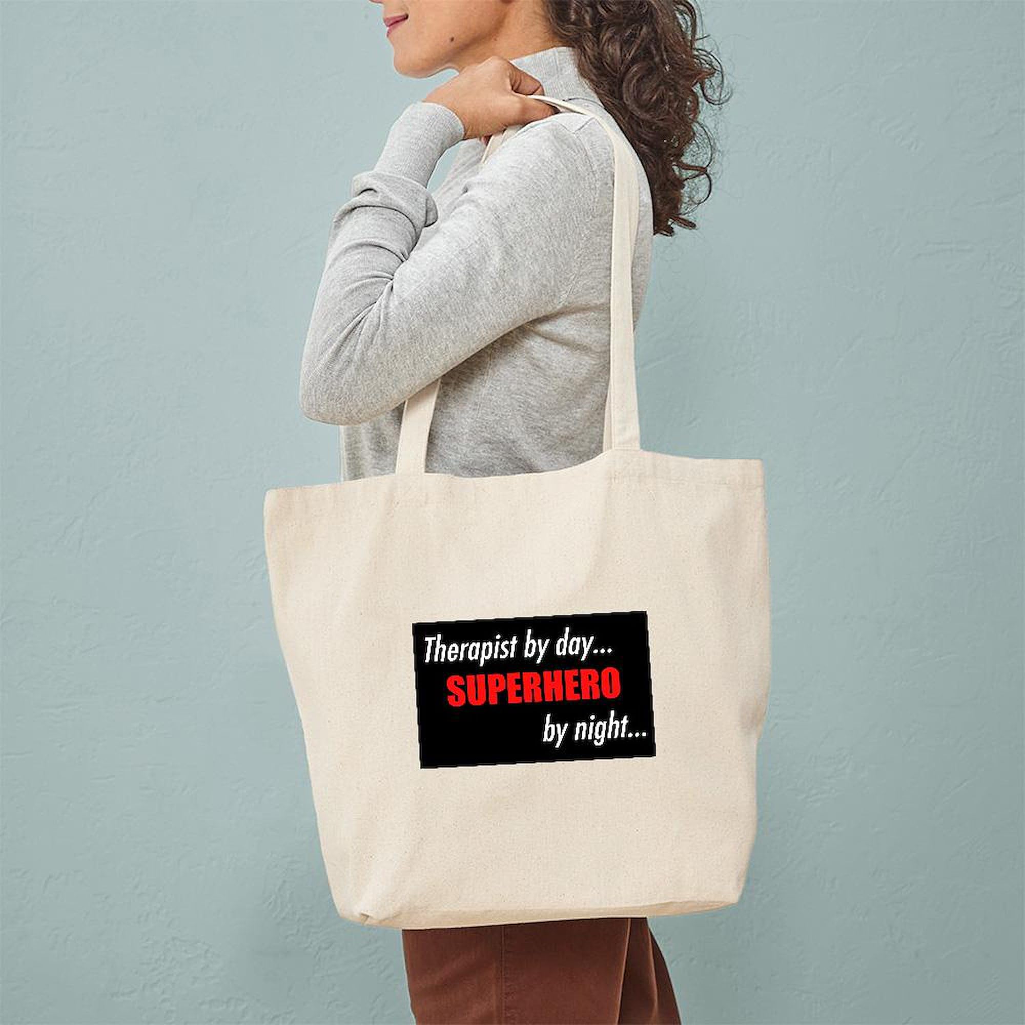 Superhero Therapist Tote Bag - Natural Canvas Reusable Shopping Bag for Work, Groceries & Everyday Use | Durable & Eco-Friendly