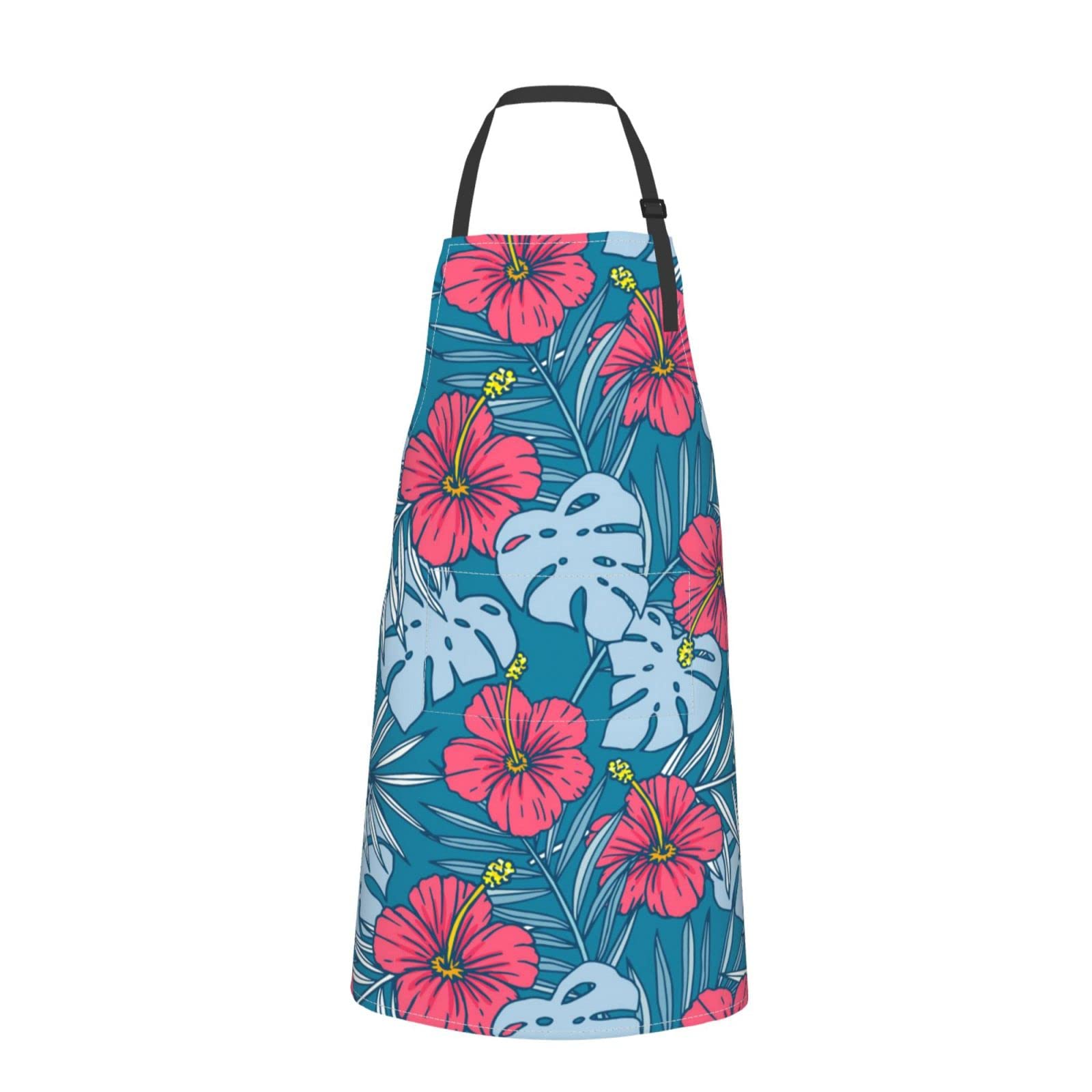 Tropical Hawaiian Apron - Adjustable with Pockets for Kitchen & Gardening