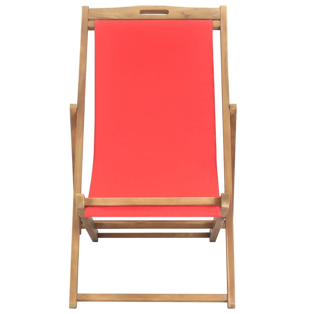 Premium Folding Beach Chair - Solid Teak Wood Construction in Classic Red - Perfect for Dining Room, Modern Kitchen, Living Room, Garden, Indoor & Outdoor Use - Ideal for Beach Trips, Picnics, Camping & Patio Relaxation