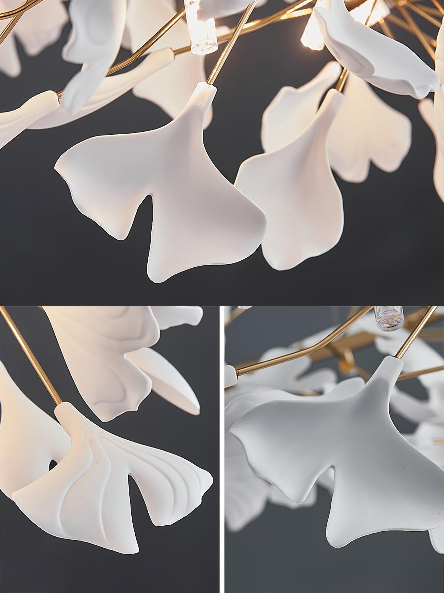 Elegant Ginkgo Leaf Chandelier - Modern Gold Ceiling Light Fixture for Dining Room, Living Room & Bedroom Decor