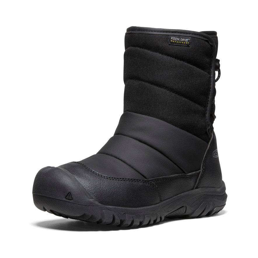 Big Kids' Puffrider Waterproof Winter Boots - Black/Steel Grey | Warm Snow Boots for Boys & Girls | Perfect for Snow Play, Hiking & Cold Weather Adventures