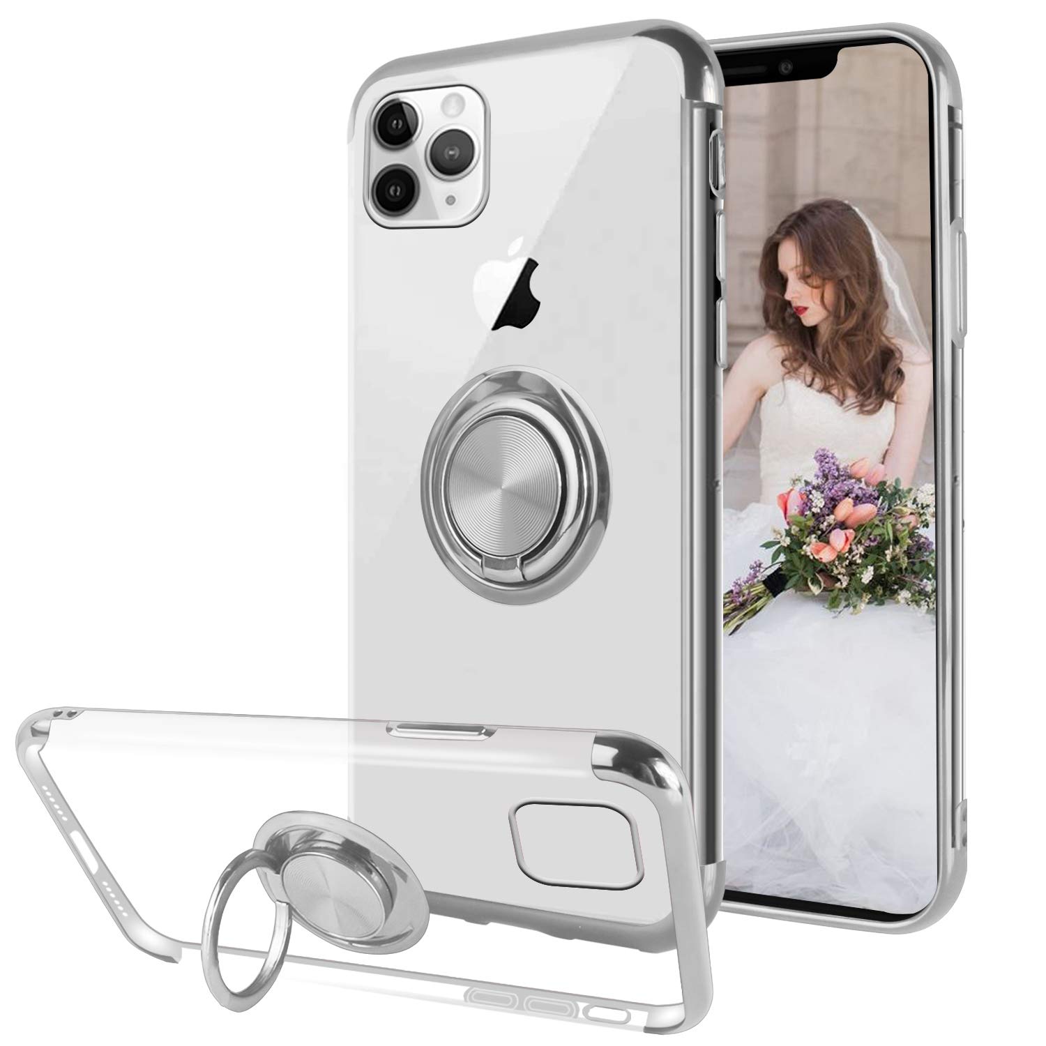 Ownest 360° Rotatable Ring Kickstand Magnetic Case for iPhone 11 Pro Max (6.5