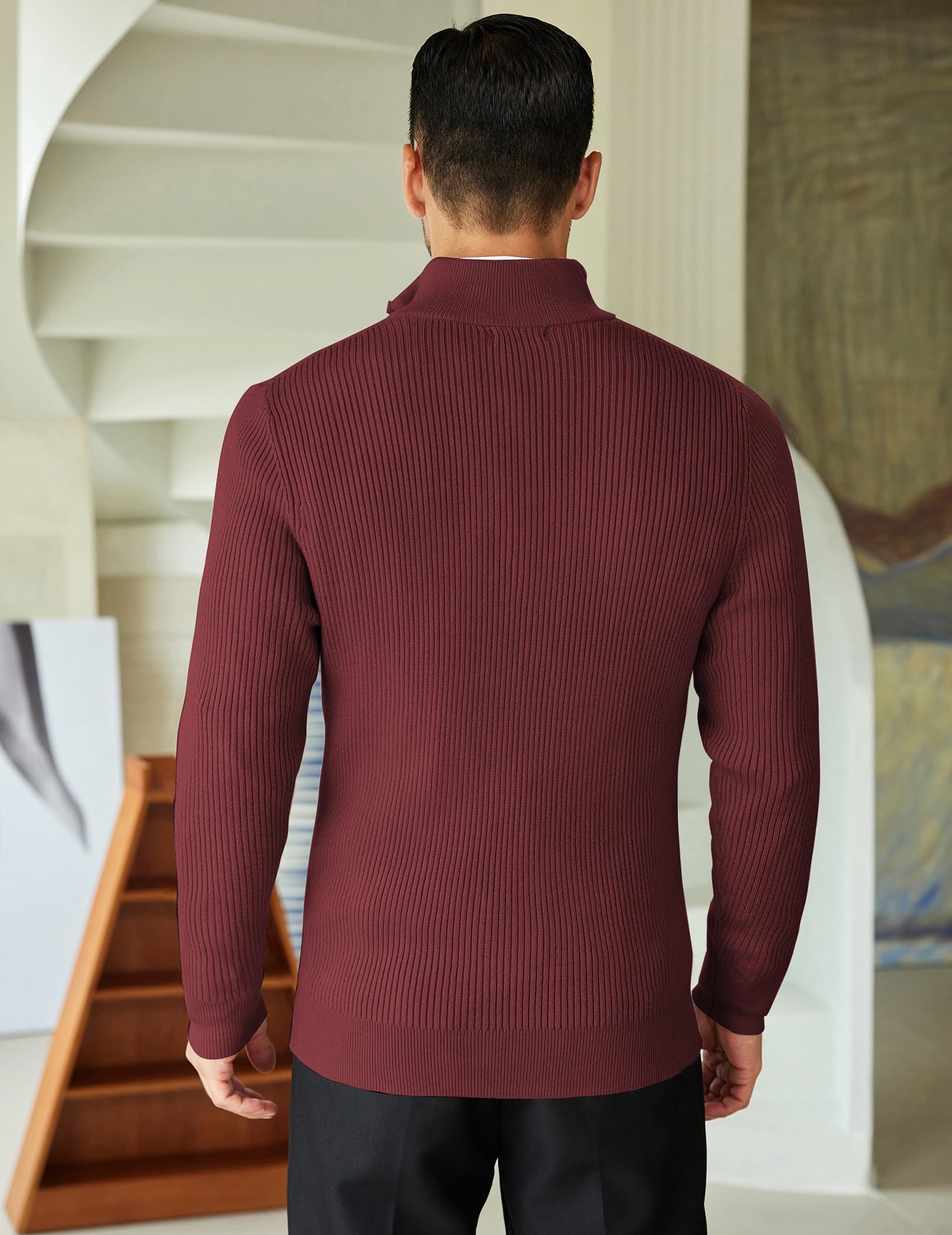COOFANDY Men's Slim Fit Quarter Zip Sweater - Lightweight Mock Neck Pullover Knit Top for Casual Wear & Office Outfits | Perfect for Fall Layering and Business Casual Style