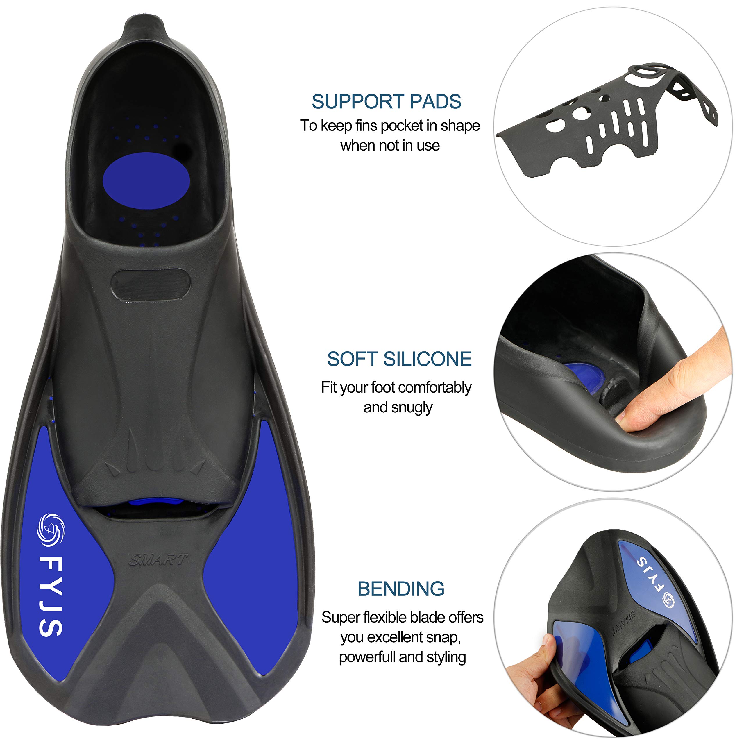 Compact Travel Swim Fins for Adults - Short Diving Flippers with Mesh Carry Bag - Perfect for Snorkeling, Pool Training & Beach Vacations