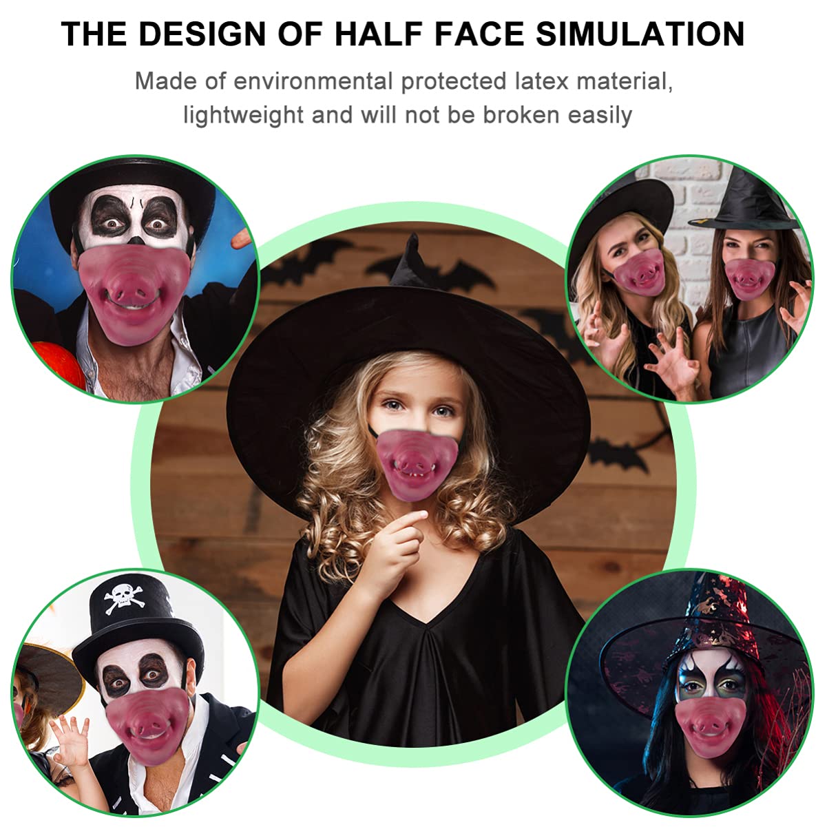 Funny Halloween Half Face Mask - Pig Cosplay Scary Boar LED Vampire Mask for Halloween Party, Cosplay & Masquerade | Perfect for Costume Parties, Trick or Treat & Spooky Events