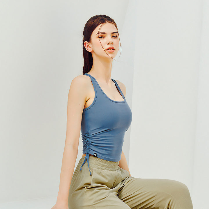 Stylish Side Shirring Sleeveless Top for Women - Summer Fashion, Casual Wear & Office Outfits
