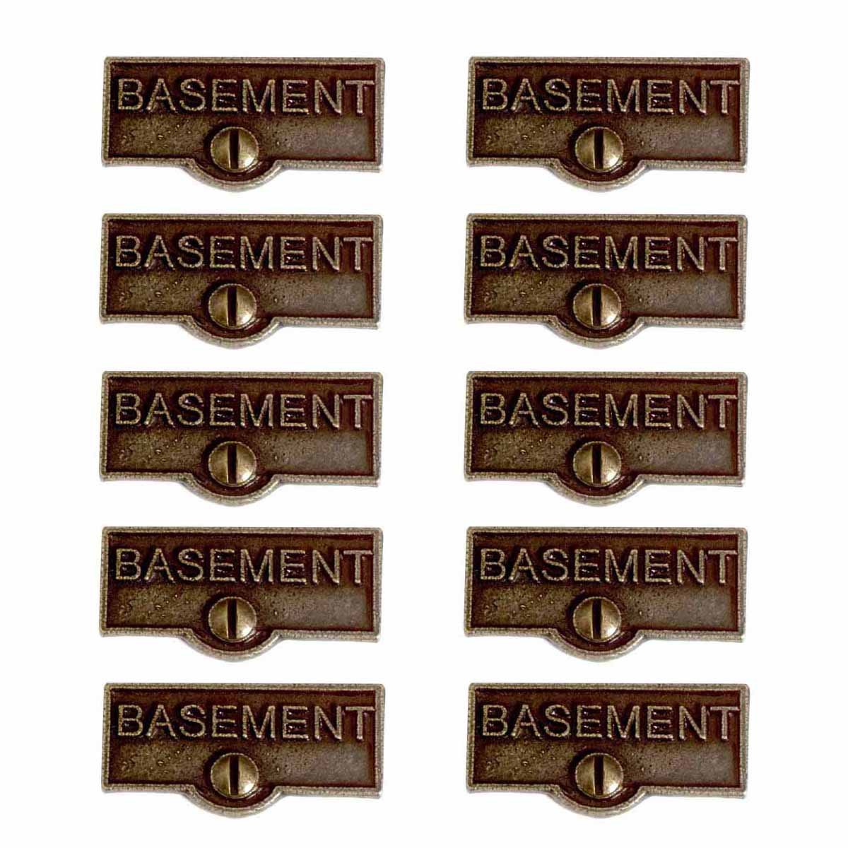 Brass Basement Switch Plate Tags - Pack of 10 for Home Renovation