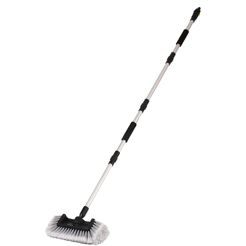 12 Pack Flow Thru Brush Heads with Adjustable Pole & On/Off Switch - 1.3' to 5 ft Extension - Perfect for Window Cleaning, Car Washing & Outdoor Surface Maintenance