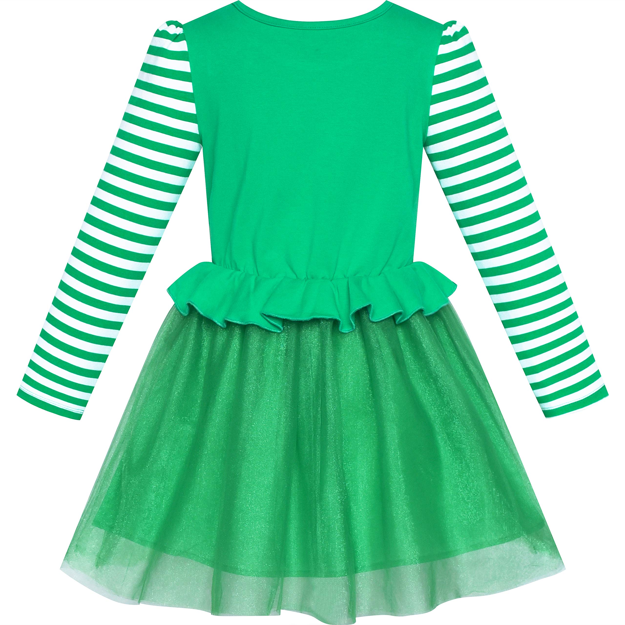 Sunny Fashion Girls Christmas Party Dress with Reindeer Headband - Long Sleeve Santa-Themed Holiday Outfit for Festive Gatherings & Family Photos