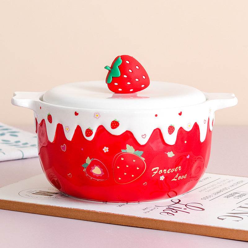 Ichigo Nabe - Cute Kawaii Ramen Noodle Bowl with Strawberry Design | Perfect for Anime Lovers & Japanese Food Enthusiasts | Great for Home Dining, Gifts & Cosplay Props