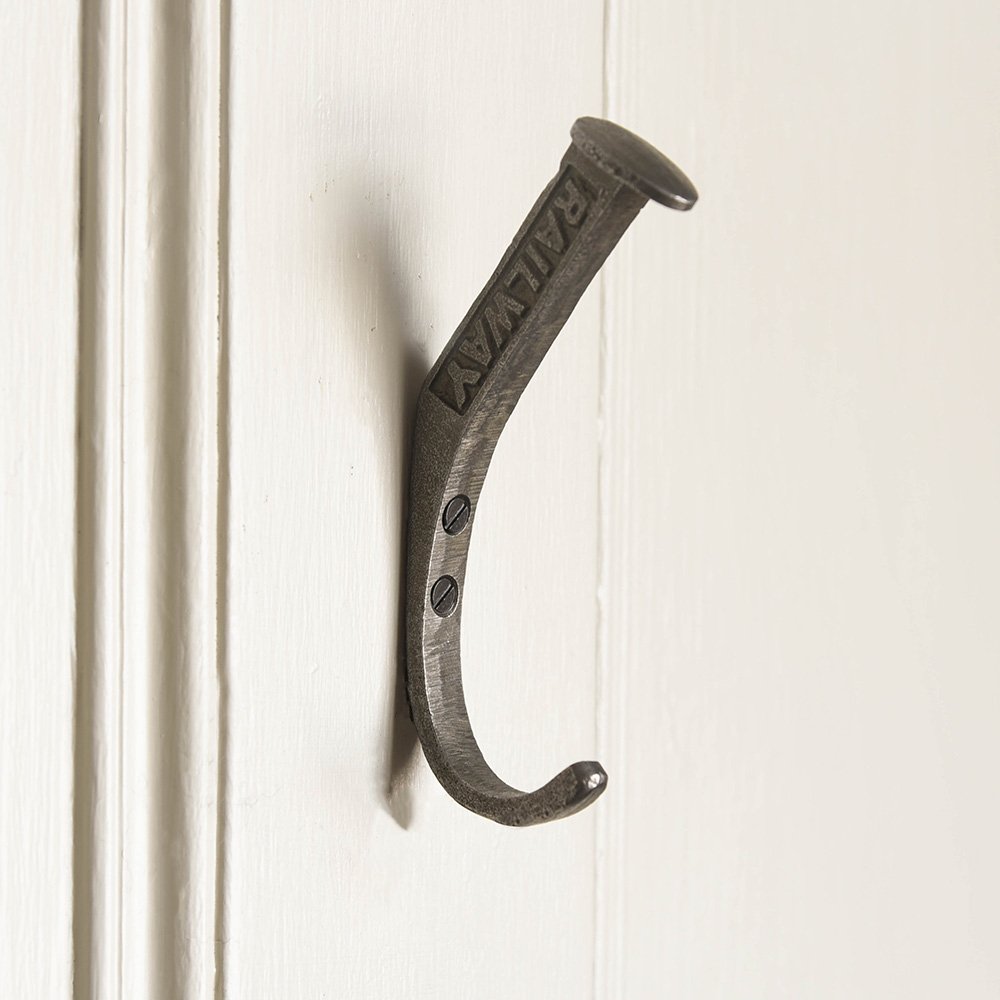 Heavy Duty Cast Iron Railway Hook - Durable Train Track Hanging Hardware for Railroads, Industrial Use & DIY Projects