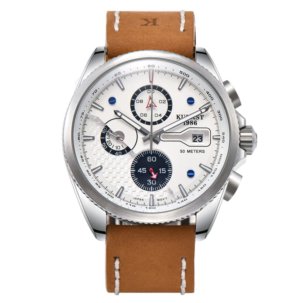 Men's Luxury Chronograph Watch - Waterproof Sapphire Crystal, Luminous Hands, Leather Strap, Date Display - Perfect for Business, Formal Events & Everyday Wear