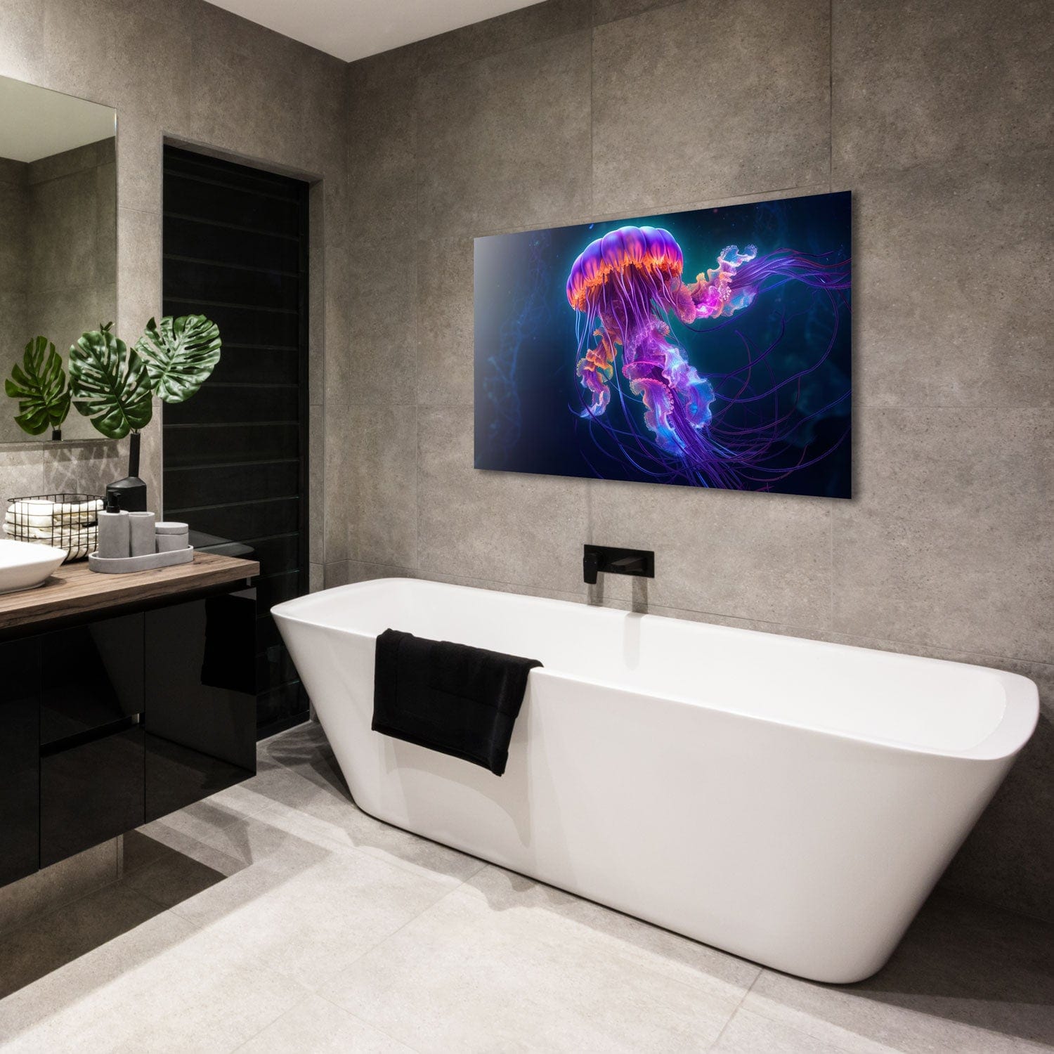 Jellyfish Tempered Glass Wall Art - Modern Ocean-Themed Decor for Living Room, Bedroom & Office