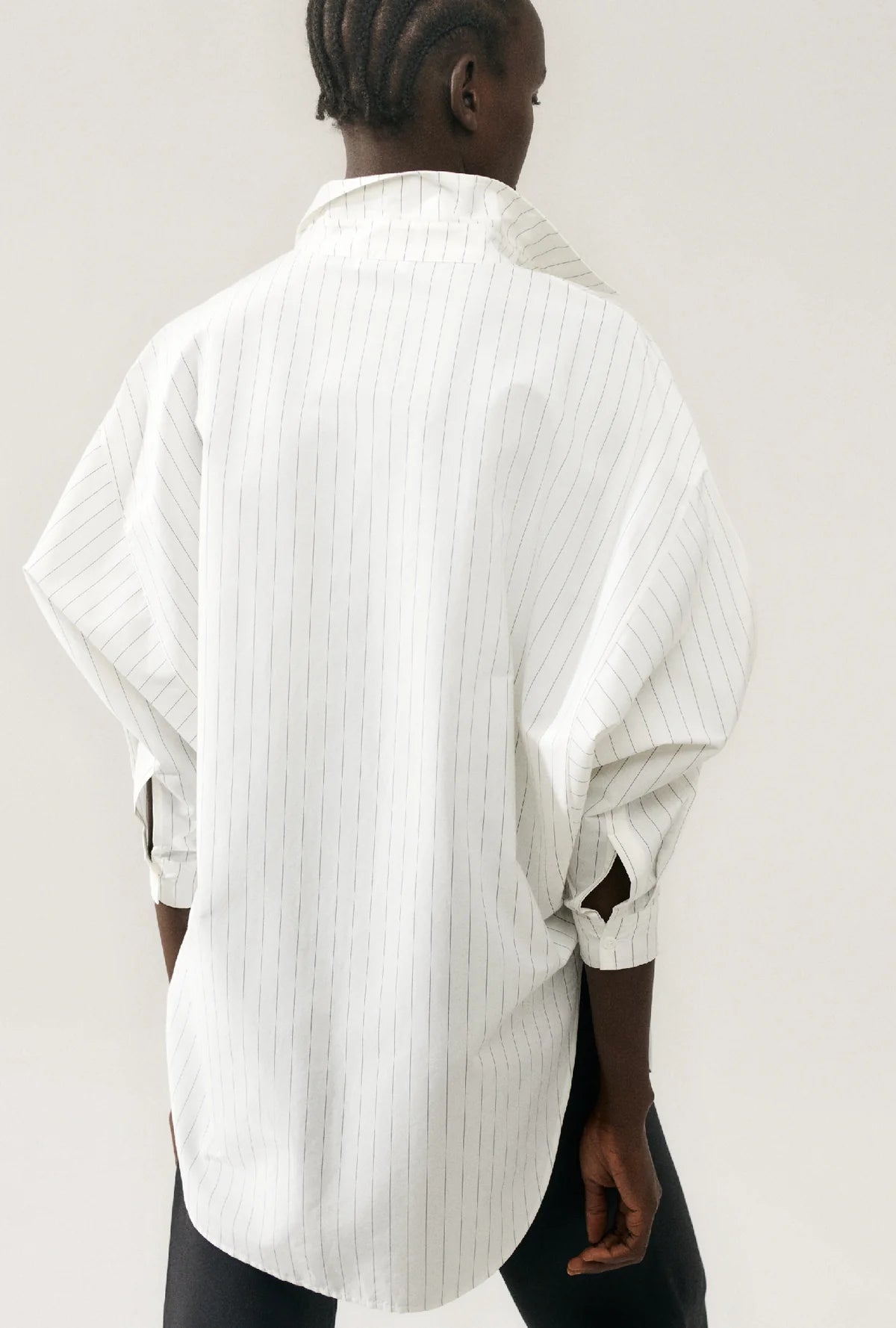 Premium Cotton Silk Blend Round Collar Shirt for Men - Classic White Pinstripe Design - Perfect for Business Casual & Office Wear