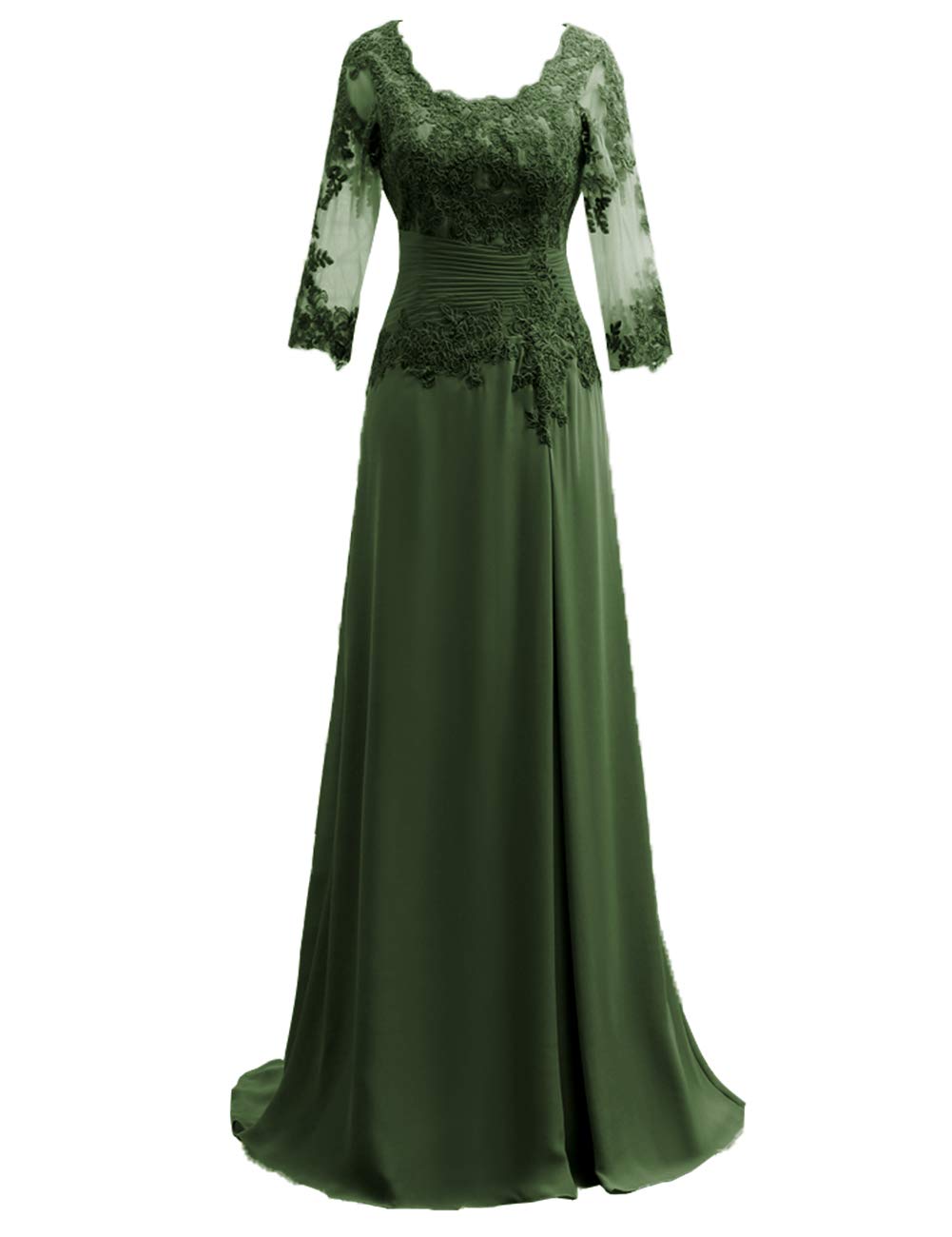 Elegant Long Sleeve Chiffon Mother of The Bride Dress - Lace Formal Evening Gown for Wedding Guest & Special Occasions | Perfect for Weddings, Galas, and Formal Events
