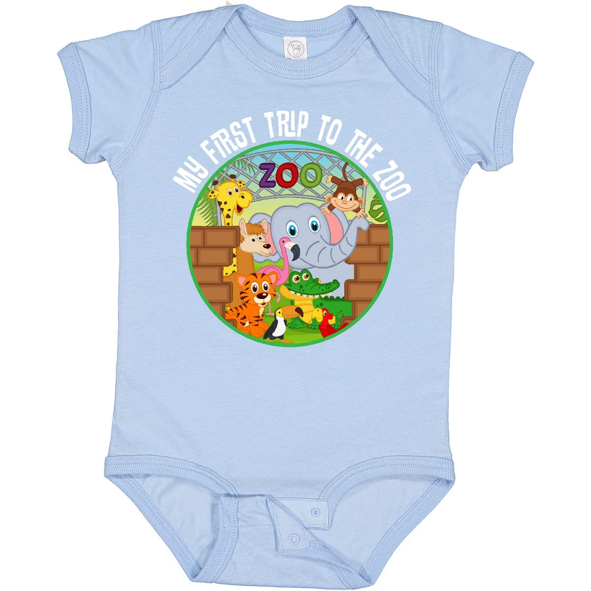 Inktastic 1st Trip to Zoo Animals Baby Bodysuit - Cute Zoo-Themed Outfit for Infants & Toddlers - Perfect for Zoo Visits, Birthday Gifts & Photo Shoots