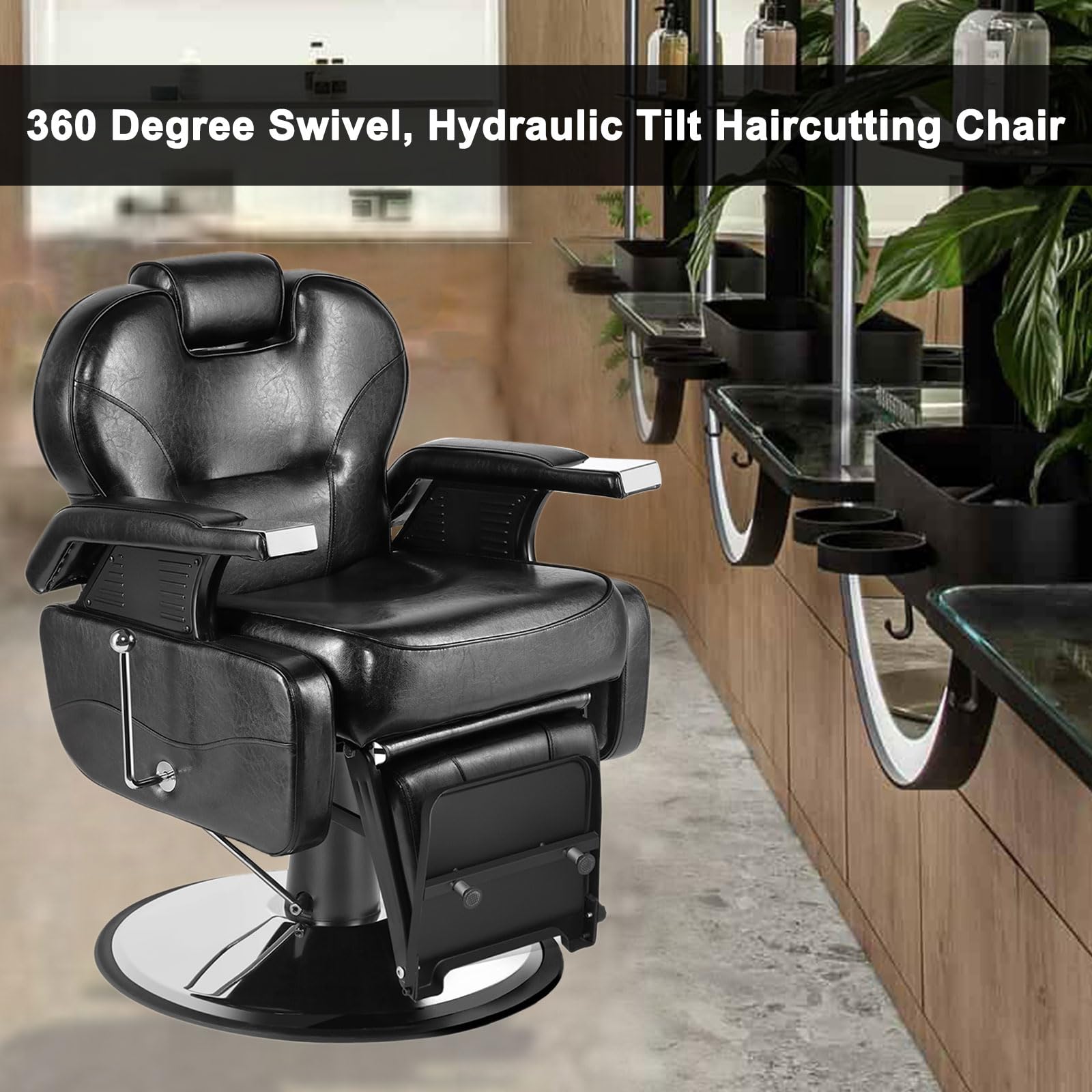 360° Swivel Hydraulic Barber Chair - Reclining Salon Styling Chair for Hair Stylists & Barbers | Professional Beauty Salon Equipment for Haircuts, Shaves & Styling Sessions