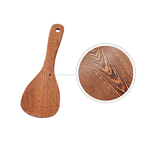 2 Pack Wooden Rice Spoon & Spatula Set - Non-Stick Kitchen Utensils for Cooking & Serving