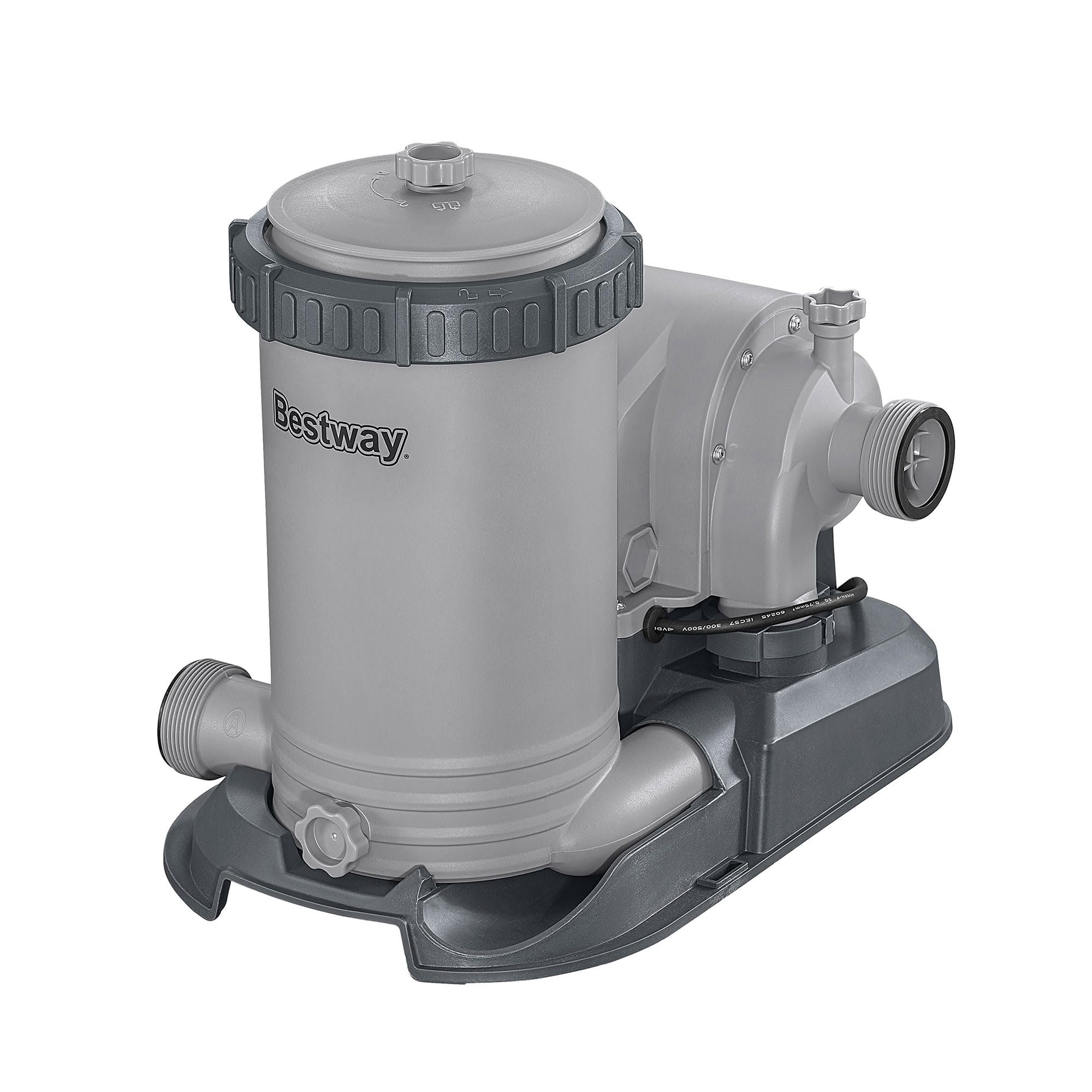 Bestway 2500 GPH Above Ground Pool Filter Pump with Timer - Compatible with 300 to 16,400 Gallon Swimming Pools - Includes Filter Cartridge & Adapter Set - Perfect for Backyard Pool Maintenance & Water Circulation