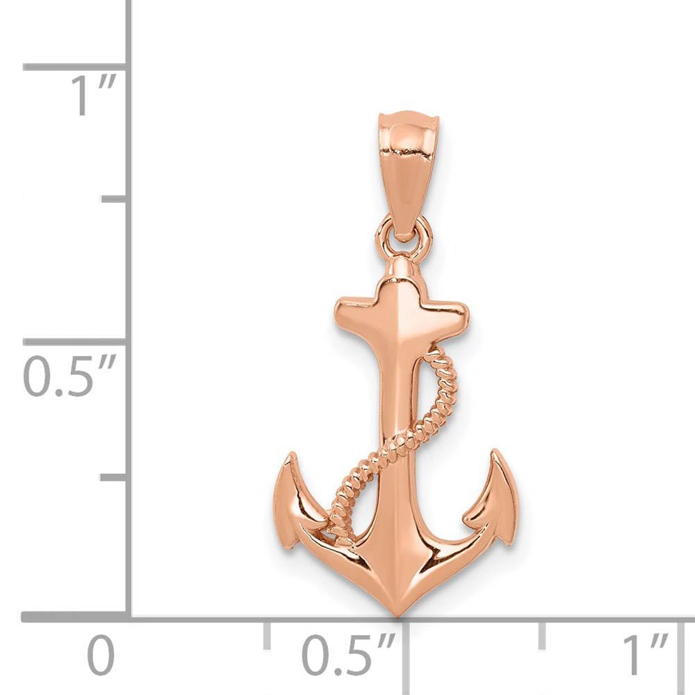 14K Rose Gold Polished Anchor Pendant Necklace - Elegant Black Bow Charm Jewelry for Women, Perfect Gift for Birthday, Anniversary & Valentine's Day | Nautical Theme Jewelry for Everyday Wear & Special Occasions