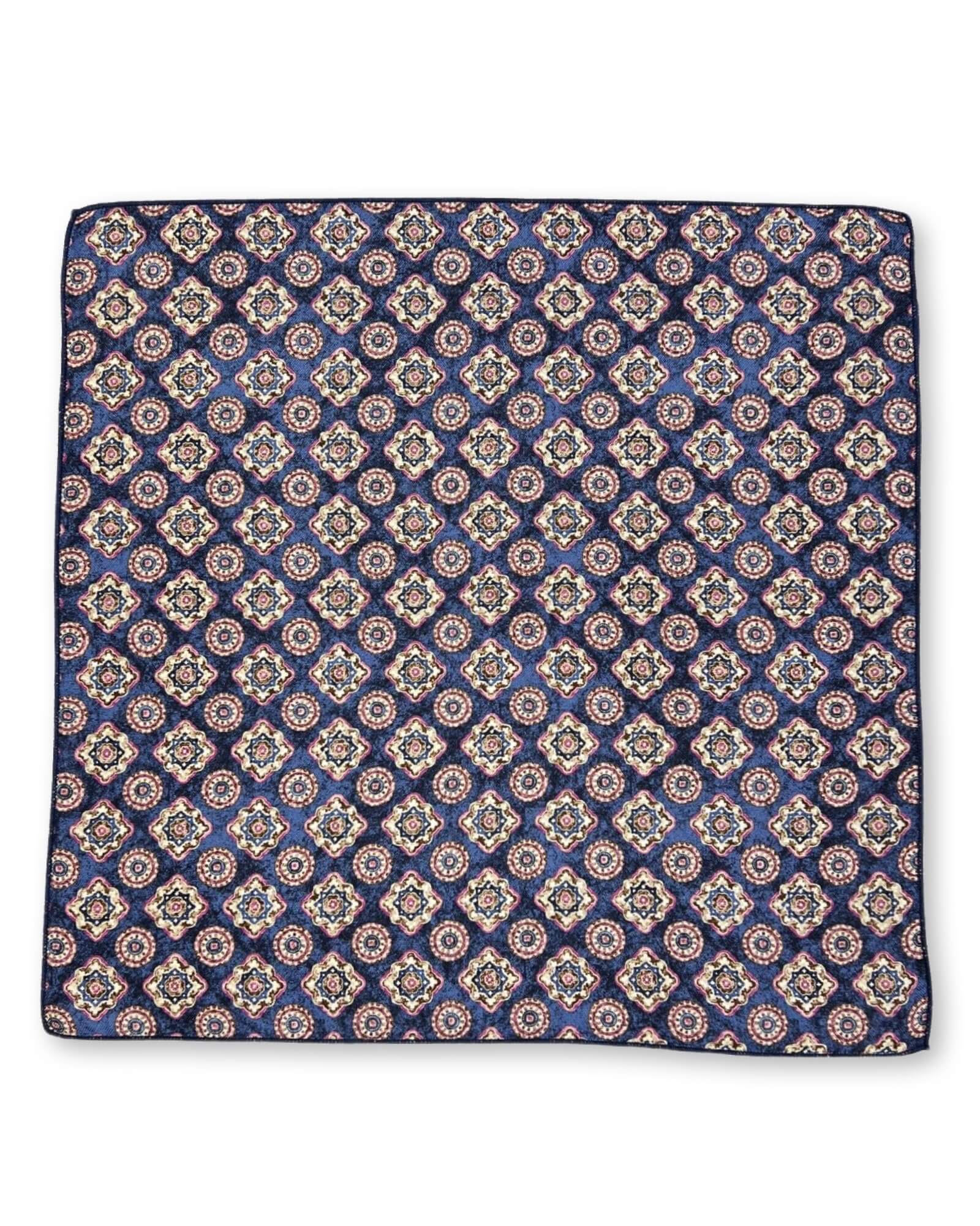 DÉCLIC Termini Pattern Hanky - Stylish Blue Handkerchief for Men & Women | Perfect for Weddings, Parties, and Everyday Elegance