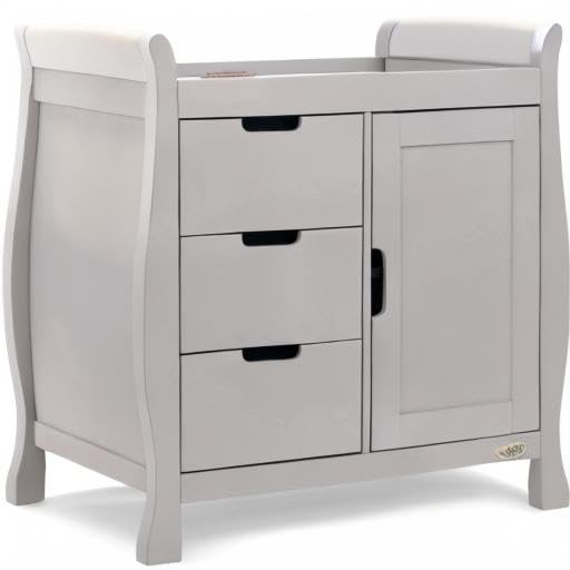 Obaby Stamford Closed Baby Changing Unit in Warm Grey - Compact Nursery Storage & Diaper Station for Small Spaces