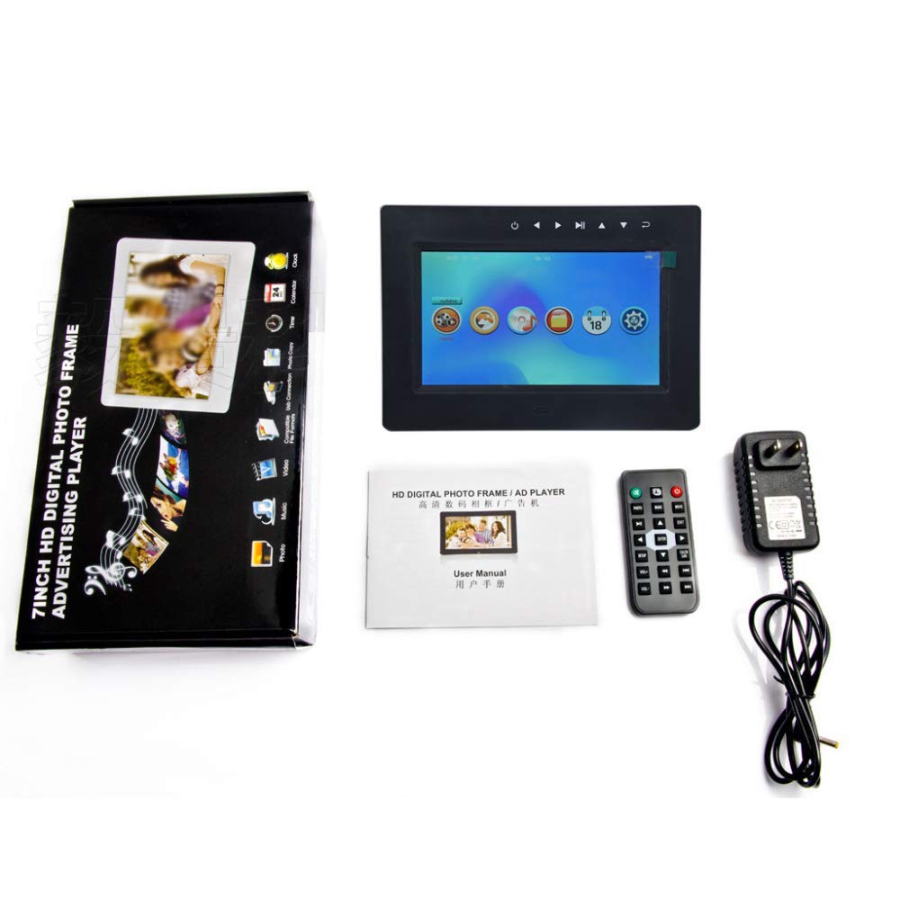 7 Inch Digital Picture Frame with IPS HD Display - Wireless Photo Frame for Wall & Desk - Play Photos/Videos/Music - Includes Remote Control - Perfect for Home, Office & Gifts (Black)