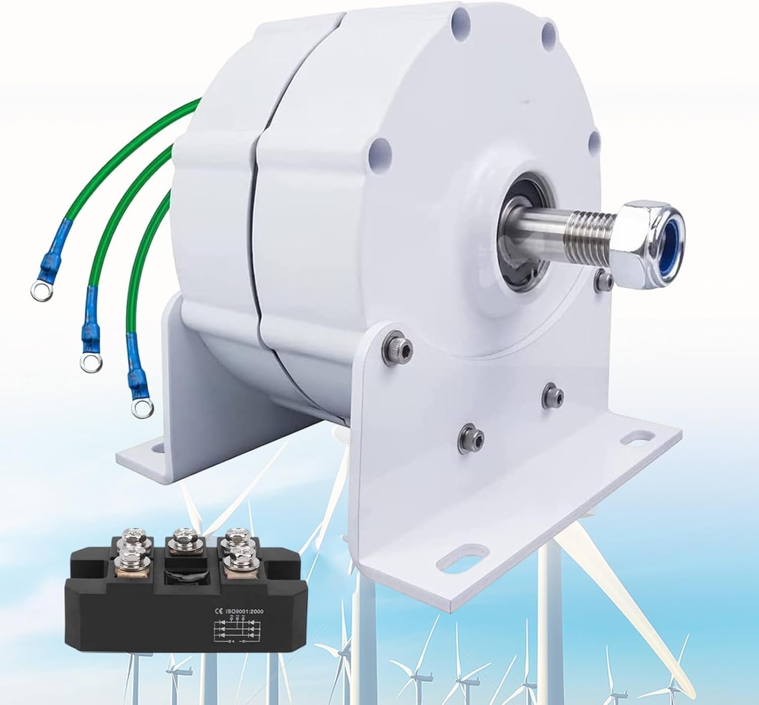 12KW Low RPM Permanent Magnet Generator, 3 Phase Gearless PMG AC Alternator for Wind & Water Turbine with Rectifier (120V) - Perfect for Off-Grid Power, Renewable Energy Systems, and DIY Wind/Water Power Projects