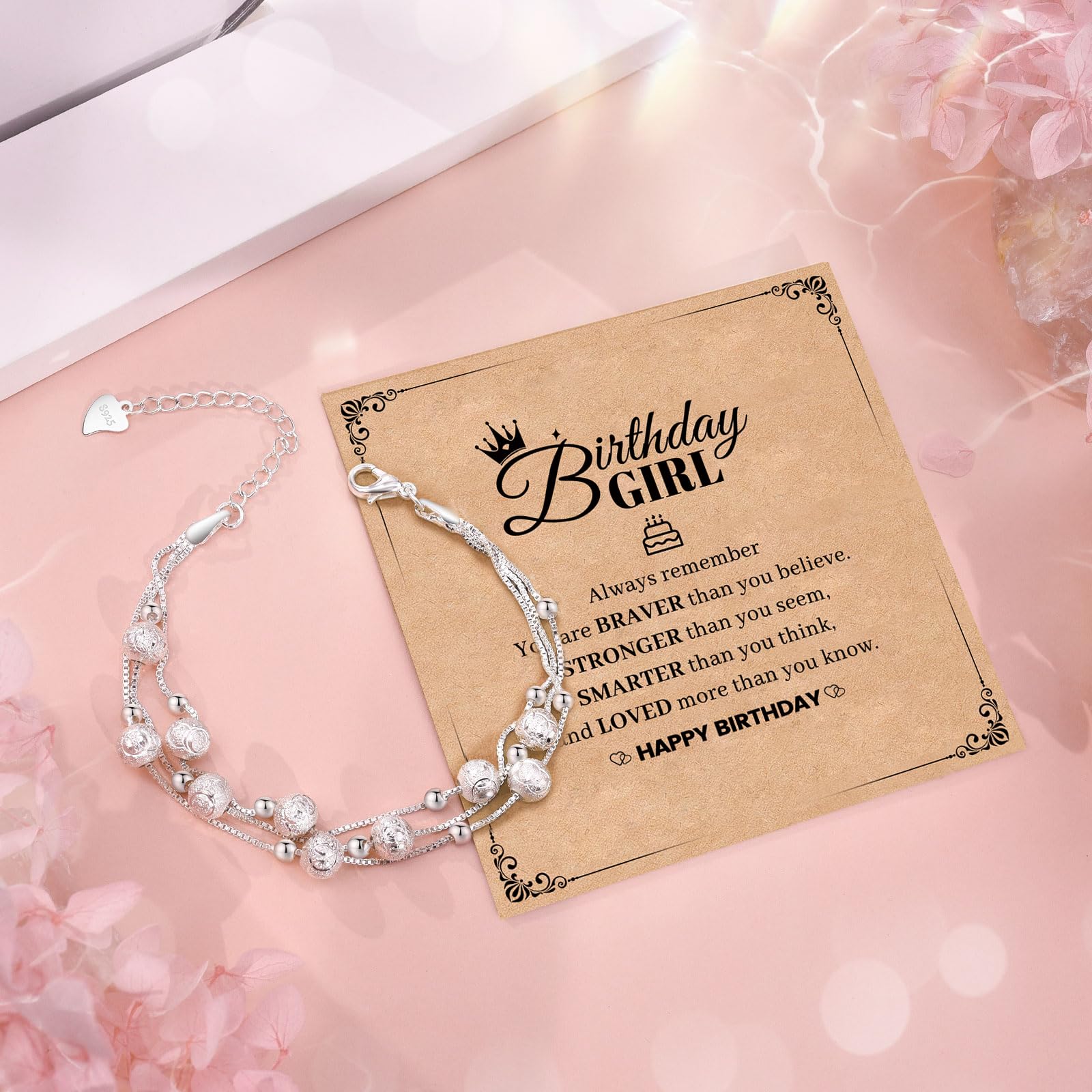 CheersLife Elegant Mini Star Bead Charm 925 Sterling Silver Layered Bracelet - Perfect 10th to 19th & 21st Birthday Gift for Women, Girls, Daughter, Niece, Sister & Friend | Ideal for Teen Girls' Special Occasions, Graduation & Everyday Wear