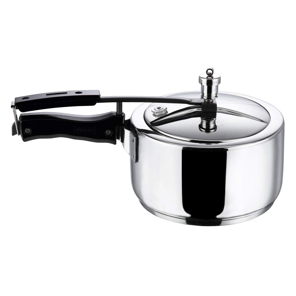 Vinod Stainless Steel 3L Pressure Cooker with Inner Lid & Sandwich Bottom - Induction Compatible - Perfect for Indian Cooking, Soups, Rice & Quinoa - Ideal for Home Kitchens, Meal Prep & Healthy Eating