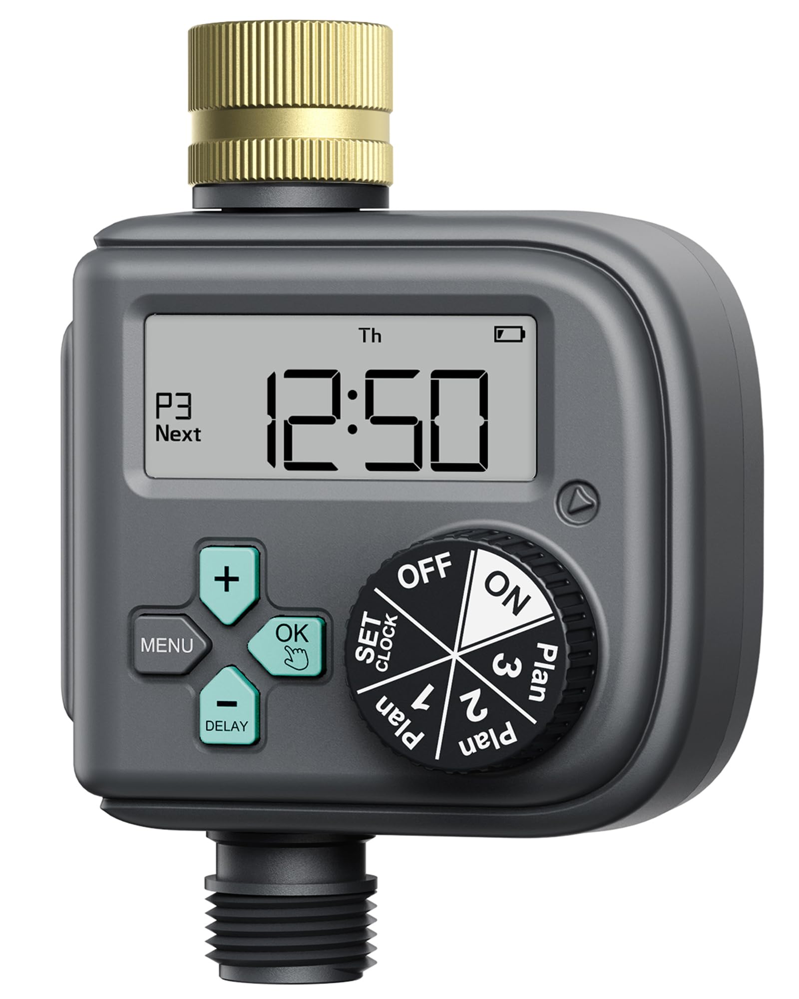 RAINPOINT Smart Sprinkler Timer with 3 Custom Programs - Waterproof Hose Timer with Brass Inlet, Rain Delay & Auto/Manual Irrigation System (1 Outlet) - Perfect for Lawn, Garden & Landscape Watering