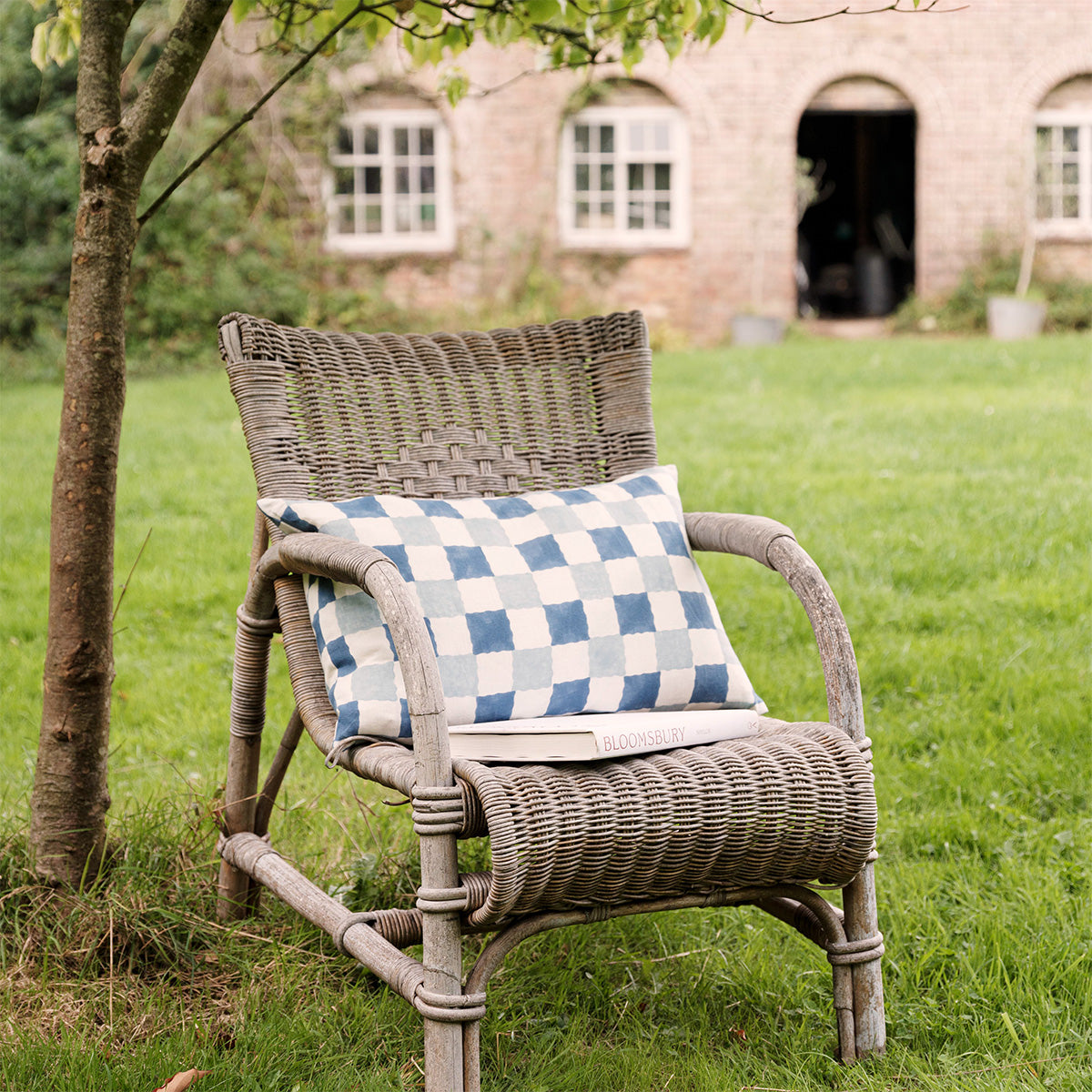 Blue Checkered Cushion - Soft & Stylish Home Decor for Sofa, Bed, or Office - Perfect for Comfort & Style