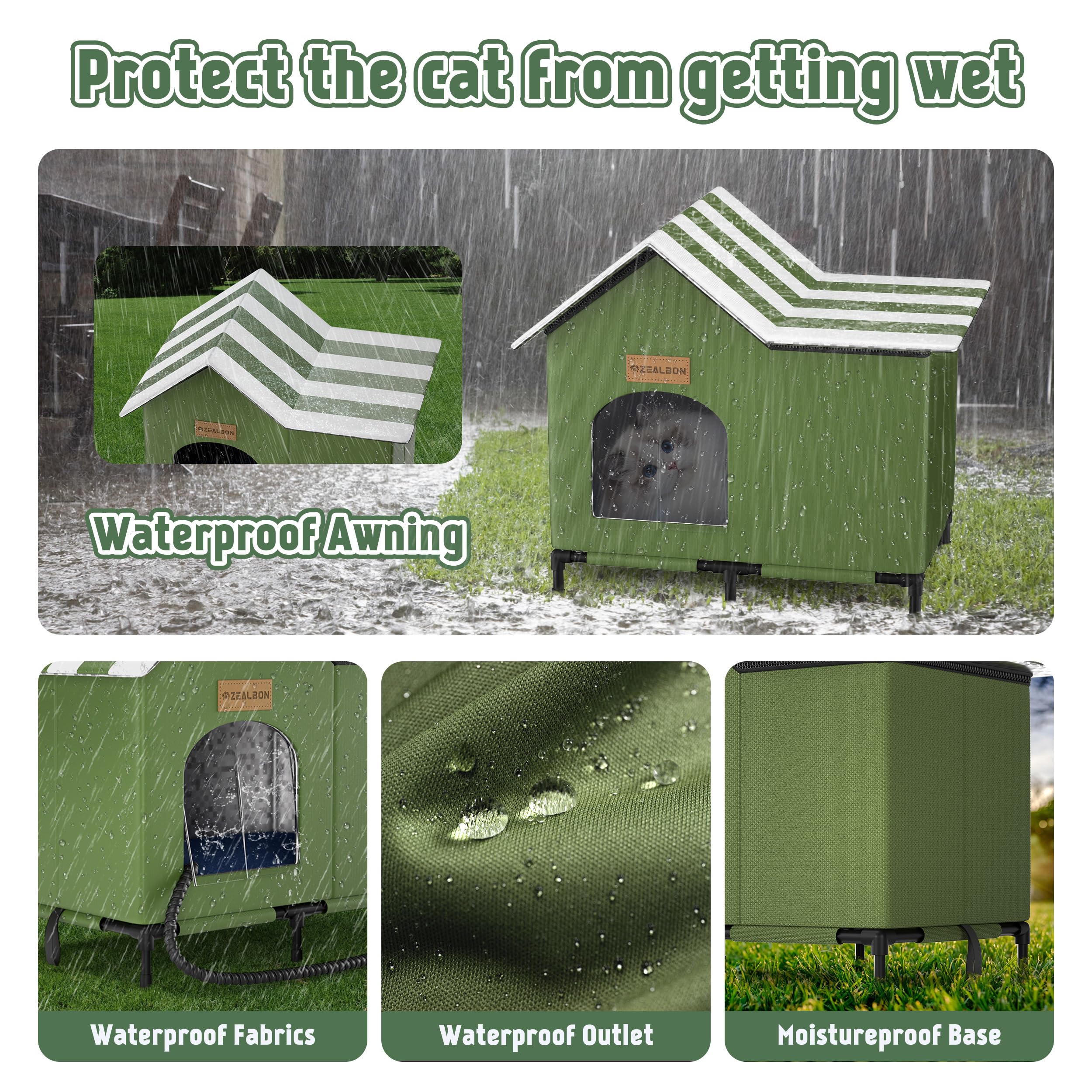 Heated Outdoor Cat House for Winter - Insulated, Weatherproof & Waterproof Feral Cat Shelter with Elevated Design & Escape Door - Perfect for Stray Cats, Barn Cats & Outdoor Pets in Cold Weather