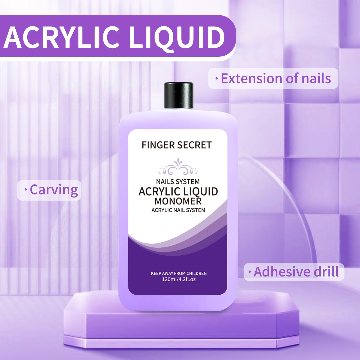 120ml/4.2oz Acrylic Nail Liquid Monomer for Professional Nail Extensions & Acrylic Powder - High Quality Nail Art Supplies for Salon & DIY Manicures at Home