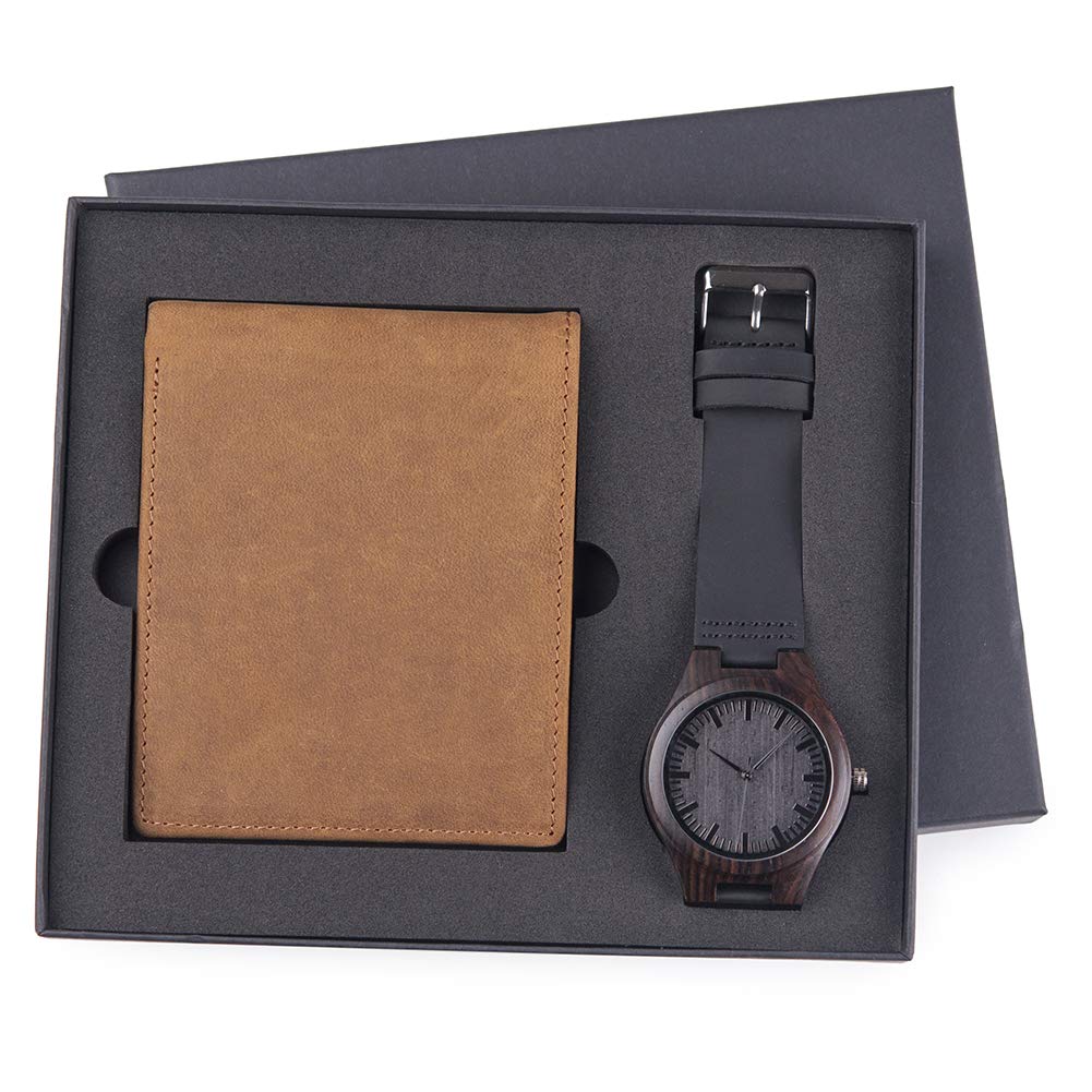 Personalized Engraved Watch Wallet for Men - Custom Gift for Husband, Son, Boyfriend, Dad - Birthday & Anniversary Present with Beautiful Gift Box (Perfect for Special Occasions & Daily Use)