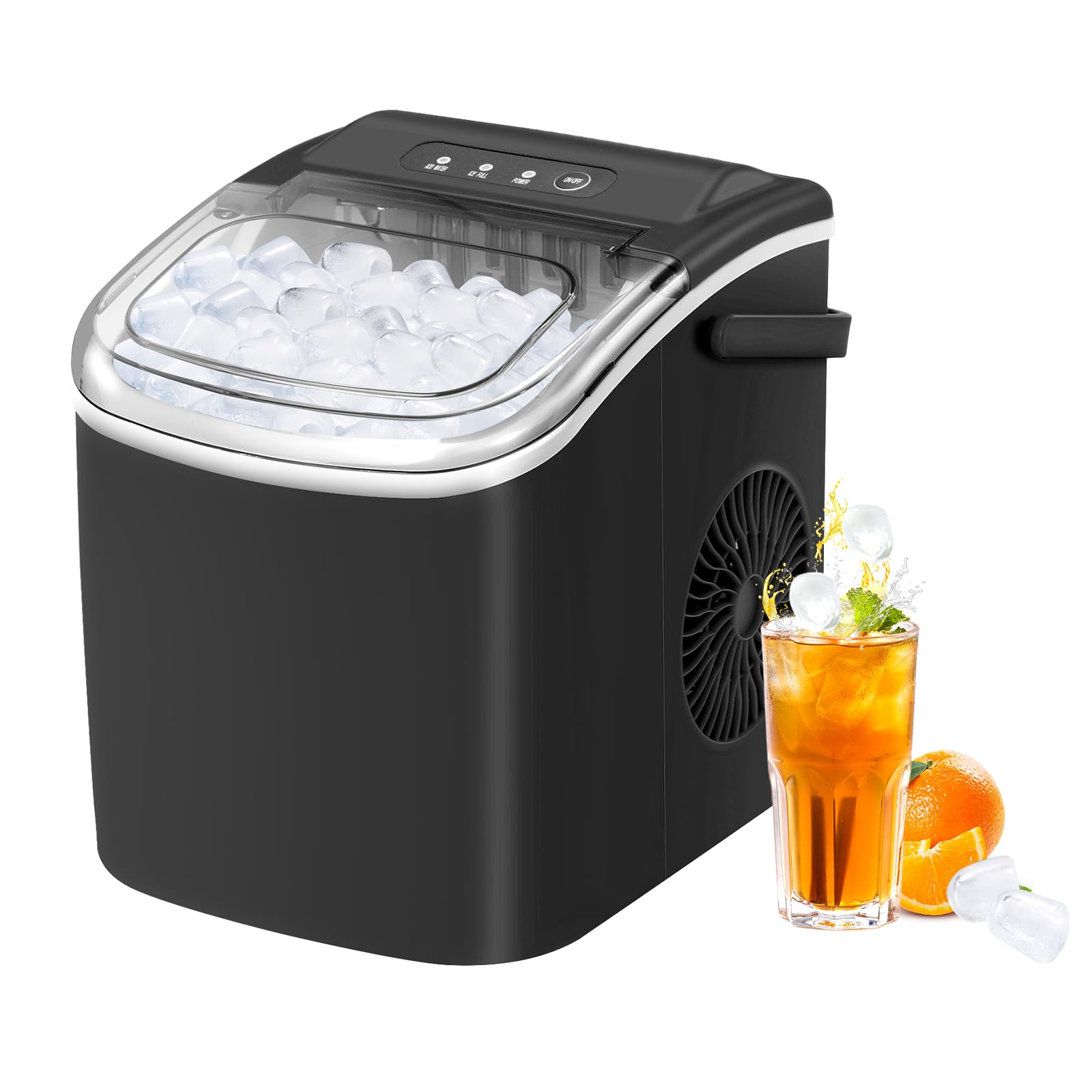 Portable Countertop Ice Maker Machine - 26Lbs/24H Self-Cleaning with Ice Basket & Scoop - Compact Ice Maker for Home, Kitchen, Office, Bar & Parties (Black) | Perfect for Cocktails, Iced Coffee & Entertaining Guests