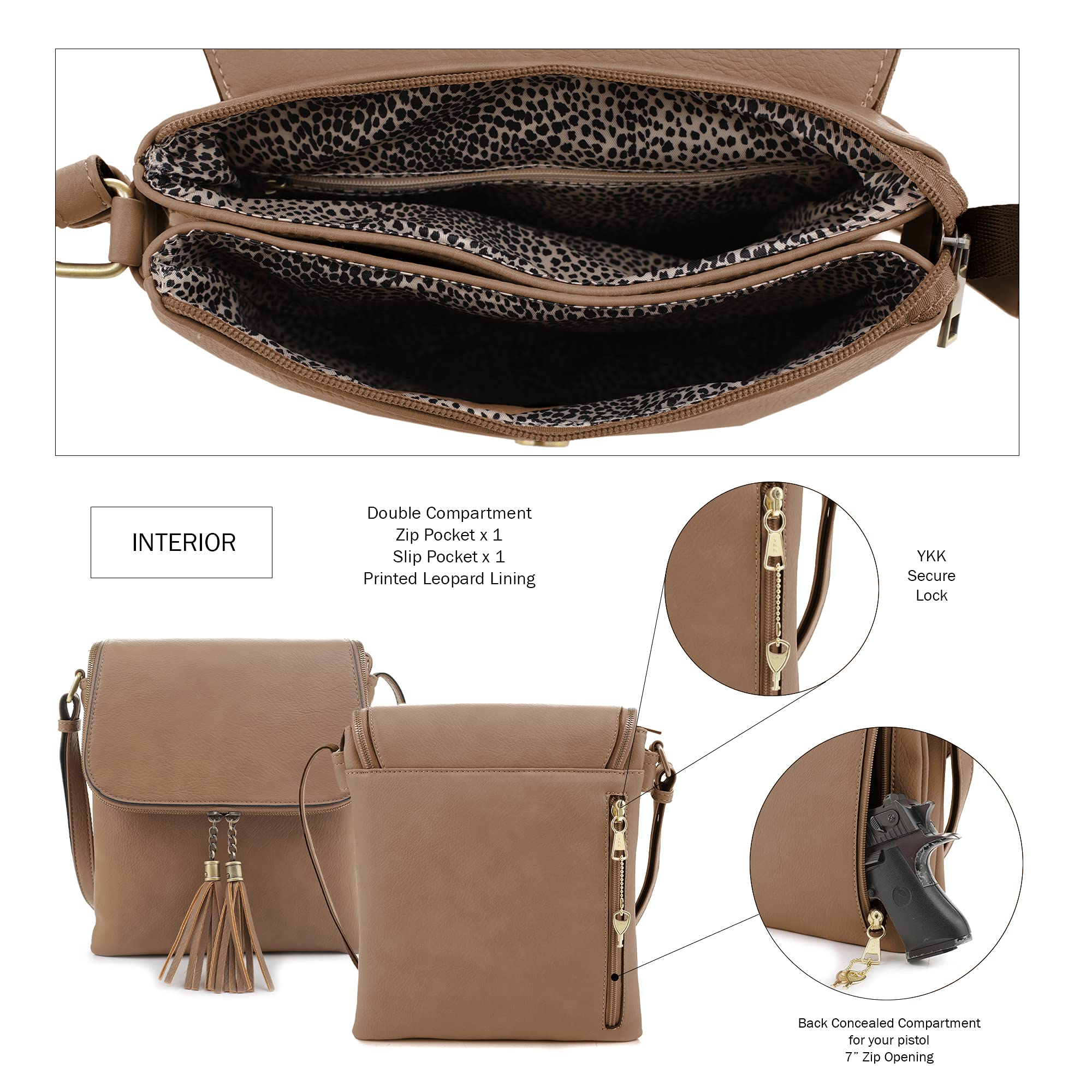 JESSIE & JAMES Cheyanne Concealed Carry Crossbody Bag with Lock & Key - Secure Anti-Theft Purse for Women | Perfect for Travel, Shopping & Everyday Use