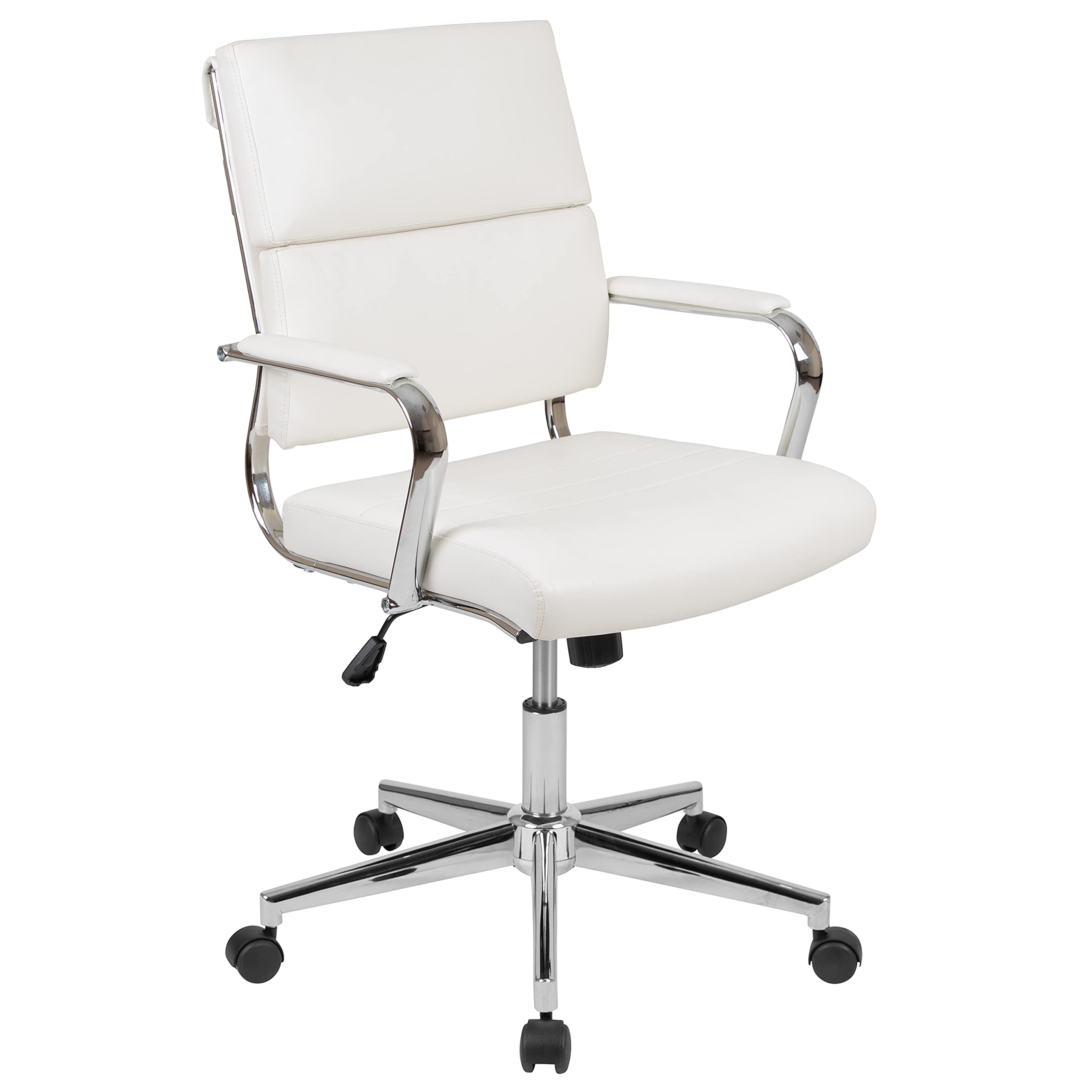 Merrick Lane McEntyre Mid-Back Ergonomic Office Chair - Faux Leather Executive Swivel Desk Chair with Adjustable Height & Padded Arms - Modern Panel Back Design - Perfect for Home Office, Computer Work & Conference Rooms