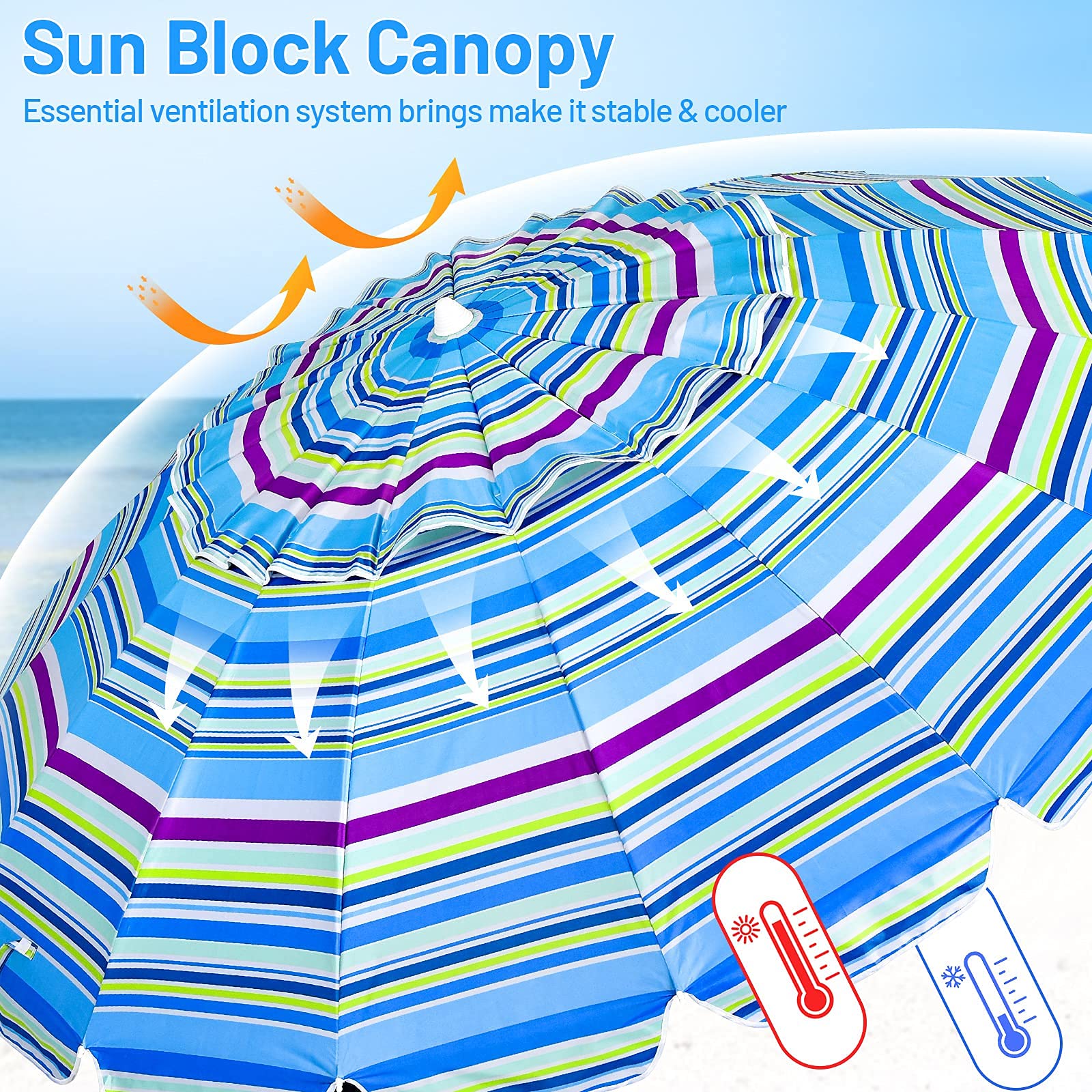 **Tangkula 8FT Portable Beach Umbrella with Sand Anchor & Tilt Mechanism - 16 Sturdy Fiberglass Ribs, UV Protection Sun Shade for Garden, Patio, Pool & Outdoor Use - Includes Carry Bag (Blue)**    **Perfect for Beach Trips, Backyard Lounging, Picnics & Poolside Relaxation**