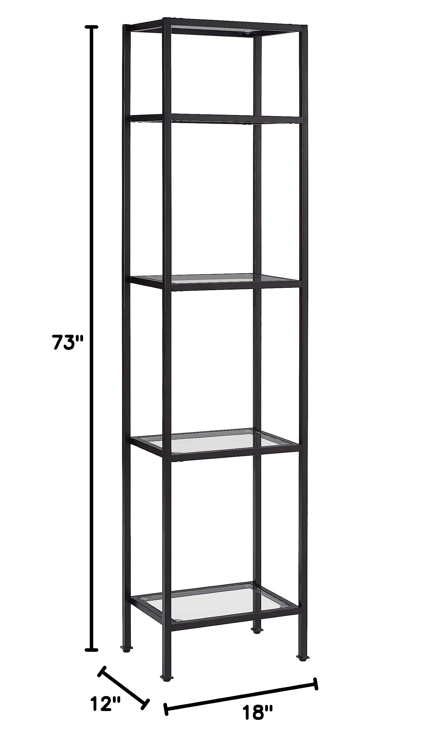 Crosley Furniture Aimee Narrow Bookshelf with Glass Shelves - Modern Bookcase Storage in Oil-Rubbed Bronze for Living Room, Office & Bedroom Organization