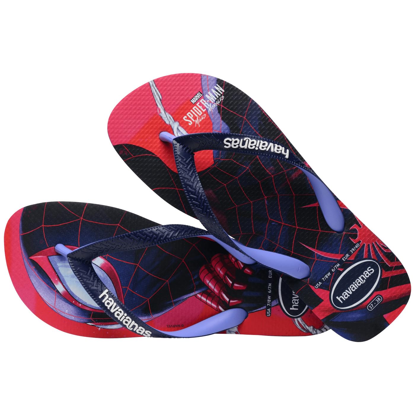Havaianas Kids Marvel Spiderman Flip Flops Sandals - Navy Blue/Provence Blue - Size 10C Little Kid - Comfortable Beach & Pool Slides for Boys and Girls