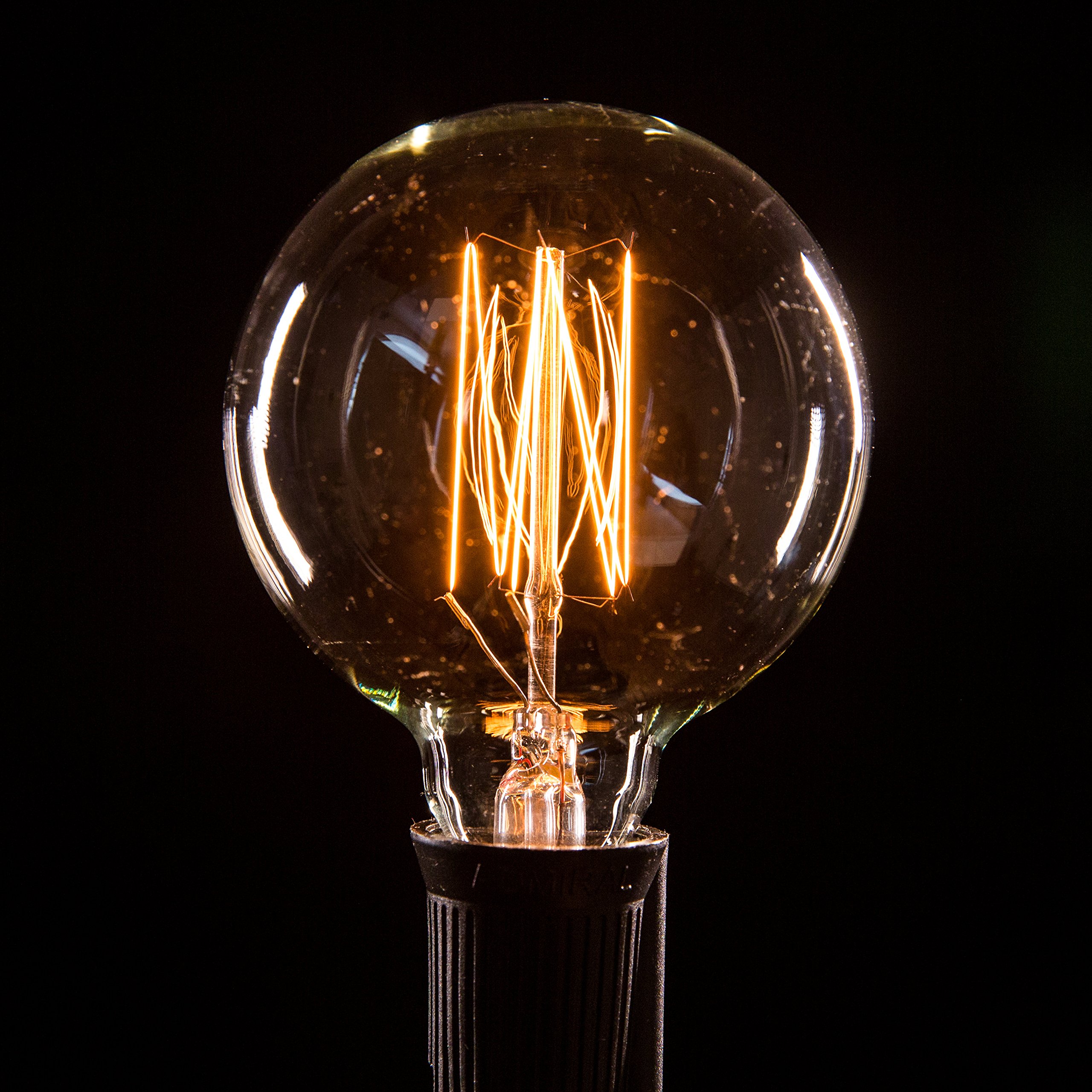Commercial Edison Bulb Outdoor String Lights - 50 ft Black Wire with Hand-Threaded Filament (G60 Lantern Style) - Perfect for Patio, Garden, Wedding & Restaurant Decoration