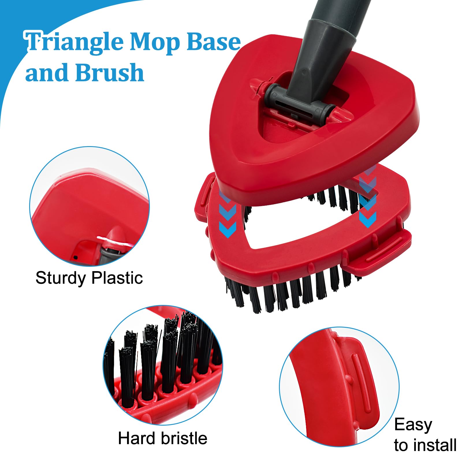 Spin Mop Handle and Replacement Heads for O-Cedar RinseClean 2-Tank System - Wet/Dry Floor Cleaning Combo Set with Scrubber Mop Head & Base - Perfect for Kitchen, Bathroom, and Hardwood Floors