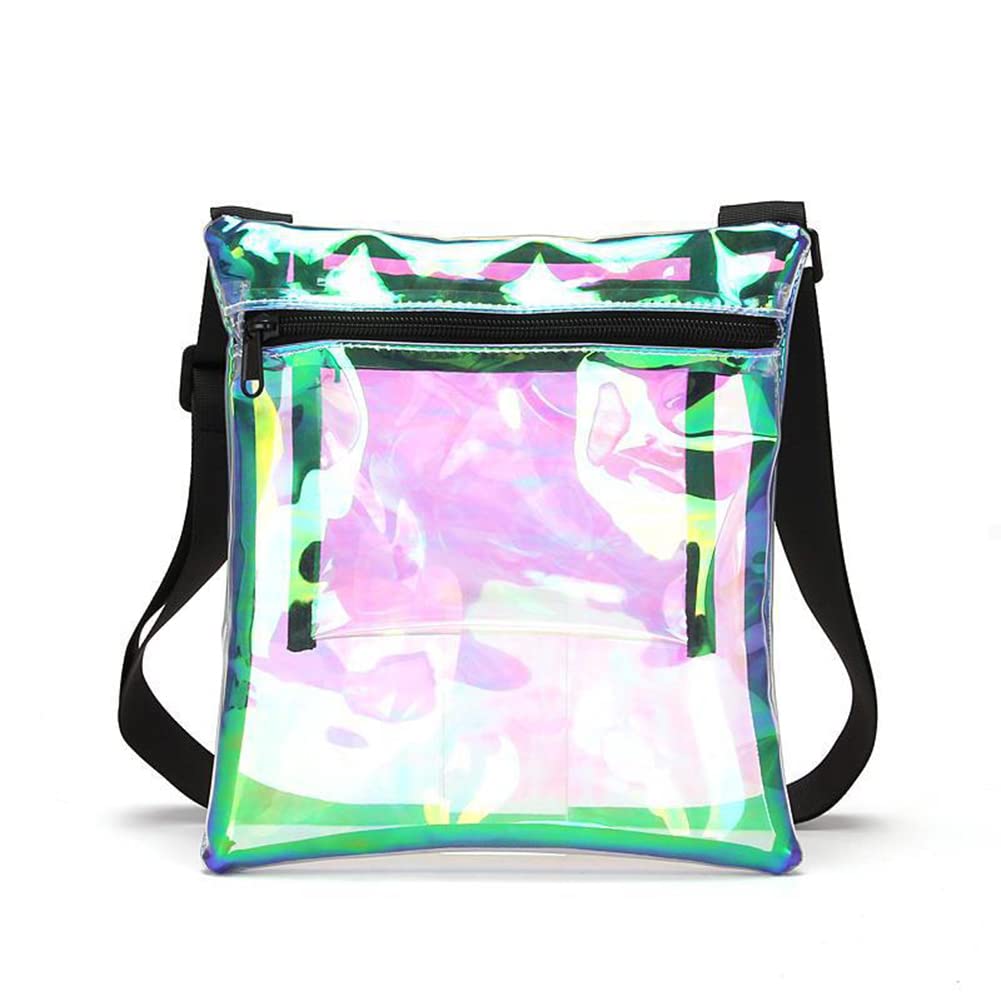 Women's Hologram Laser Fanny Pack - Waterproof Waist Bag with Zipper, Clear Crossbody Bum Bag for Running, Travel, Beach & Outdoor Activities