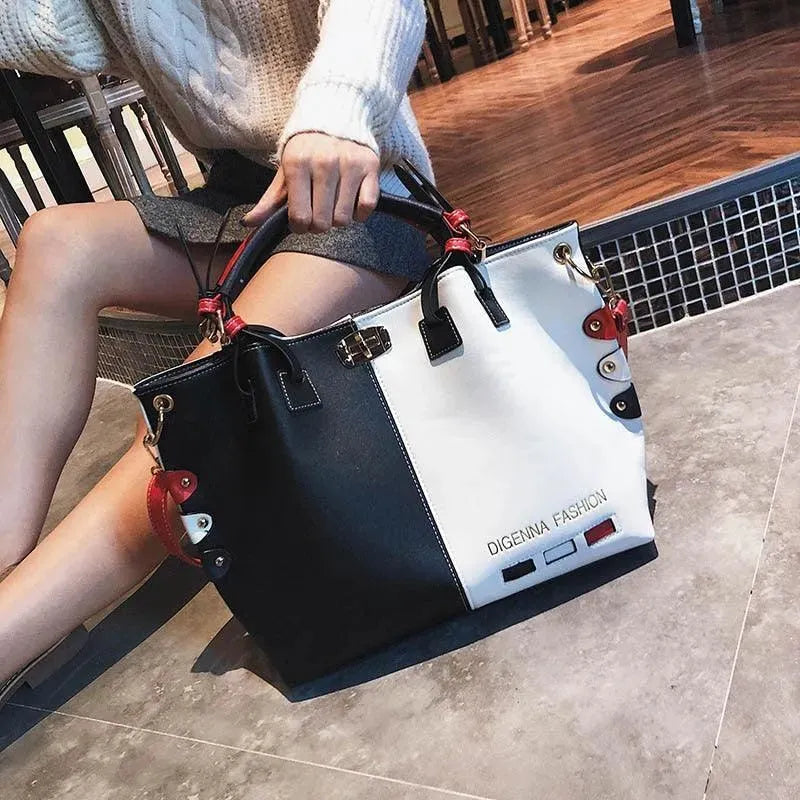 Stylish Patchwork Leather Handbag for Women - Fashionable Crossbody Purse with Multiple Pockets - Perfect for Work, Travel & Everyday Use