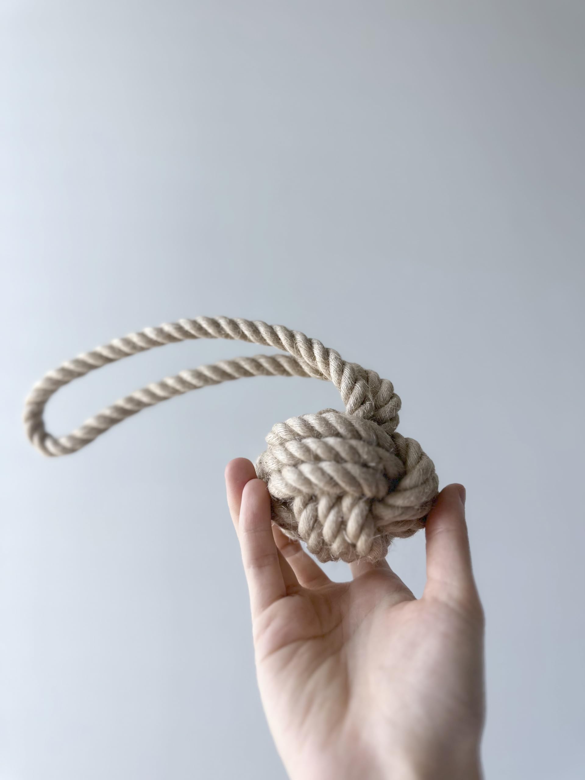 Premium Natural Hemp Rope Tug Toy for Dogs - Handmade Eco-Friendly Chew Ball with Durable Hemp Fiber - Perfect for Fetch, Training & Teeth Cleaning - Sustainable Pet Toy for Aggressive Chewers & Playtime Bonding